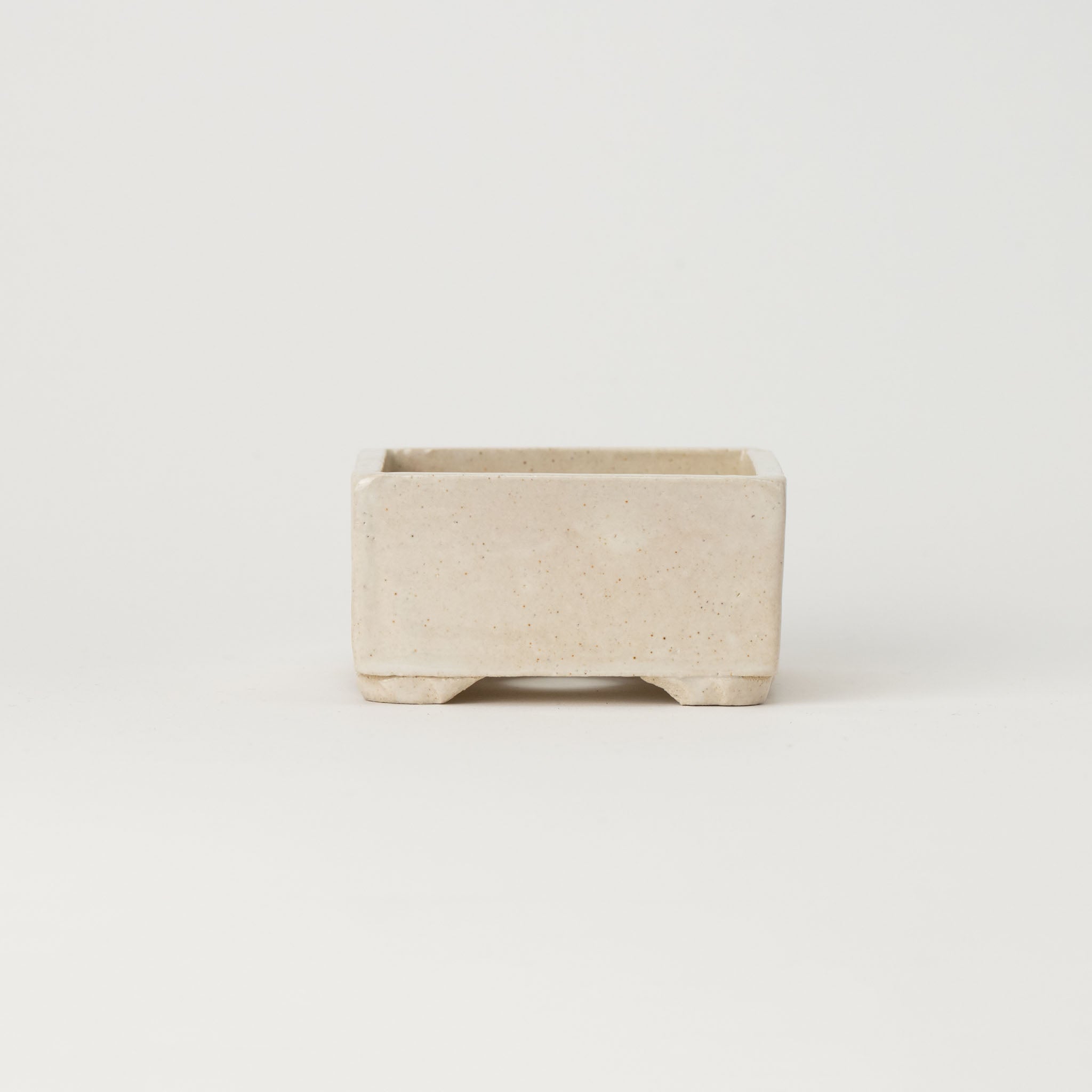 Naginowa White Square BANKO Ware Japanese Bonsai Pot 3.5in.