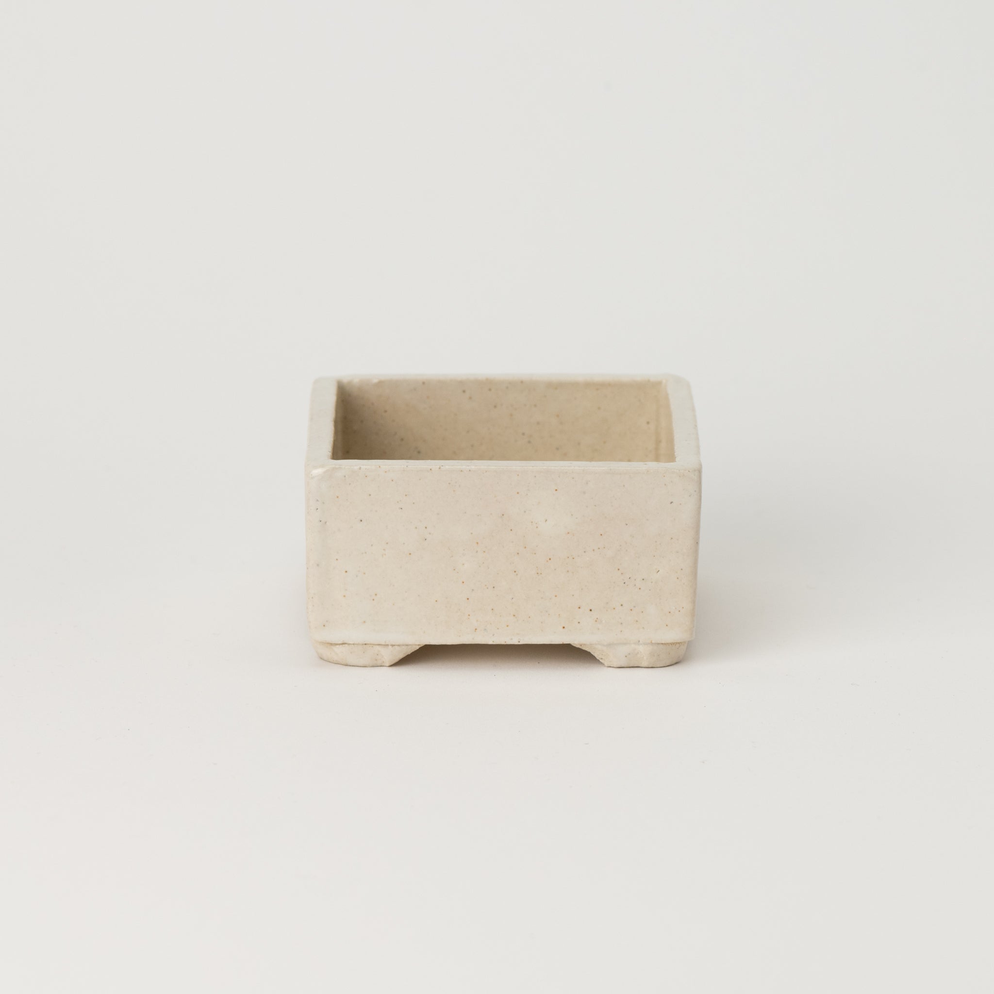 Naginowa White Square BANKO Ware Japanese Bonsai Pot 3.5in.