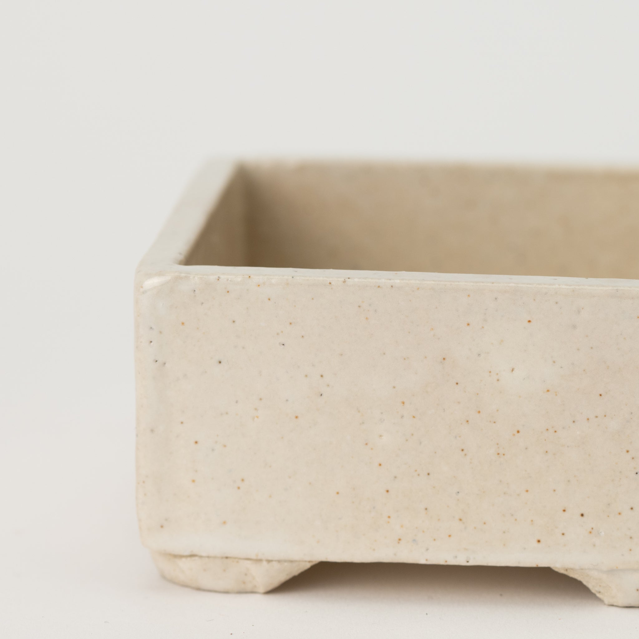 Naginowa White Square BANKO Ware Japanese Bonsai Pot 3.5in.