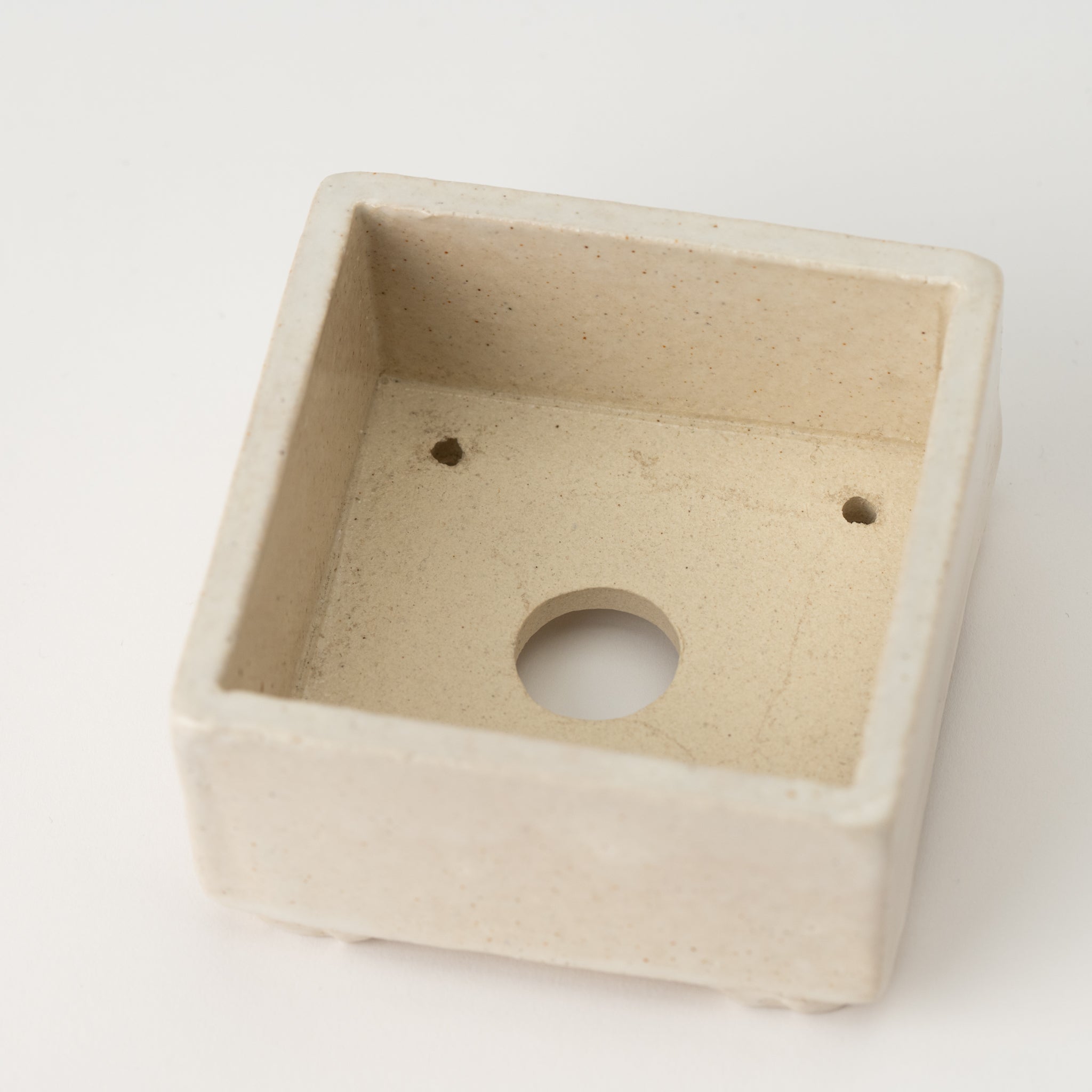 Naginowa White Square BANKO Ware Japanese Bonsai Pot 3.5in.