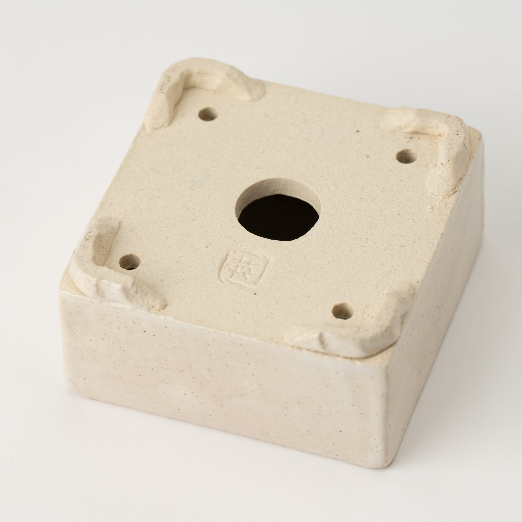 Naginowa White Square BANKO Ware Japanese Bonsai Pot 3.5in.