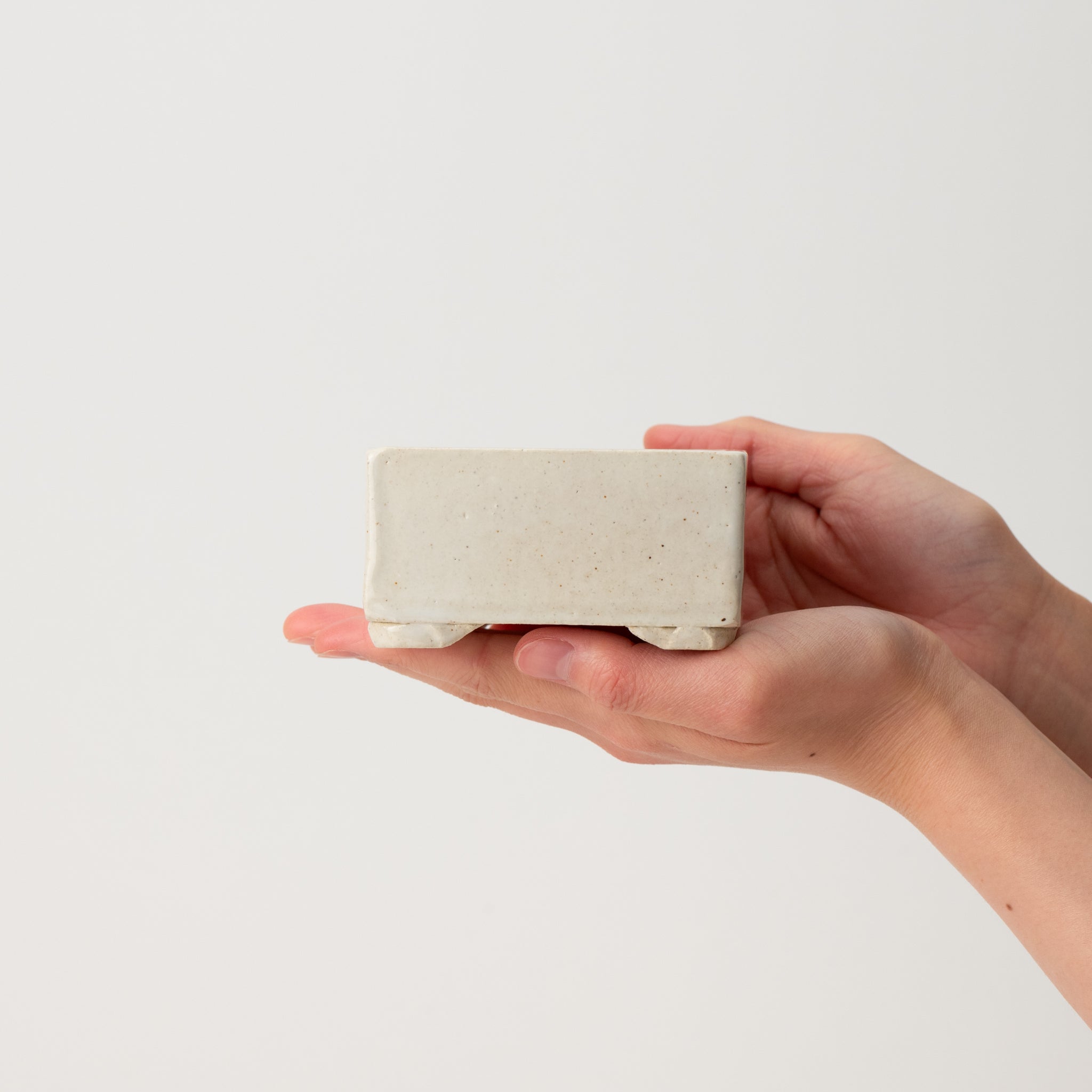 Naginowa White Square BANKO Ware Japanese Bonsai Pot 3.5in.