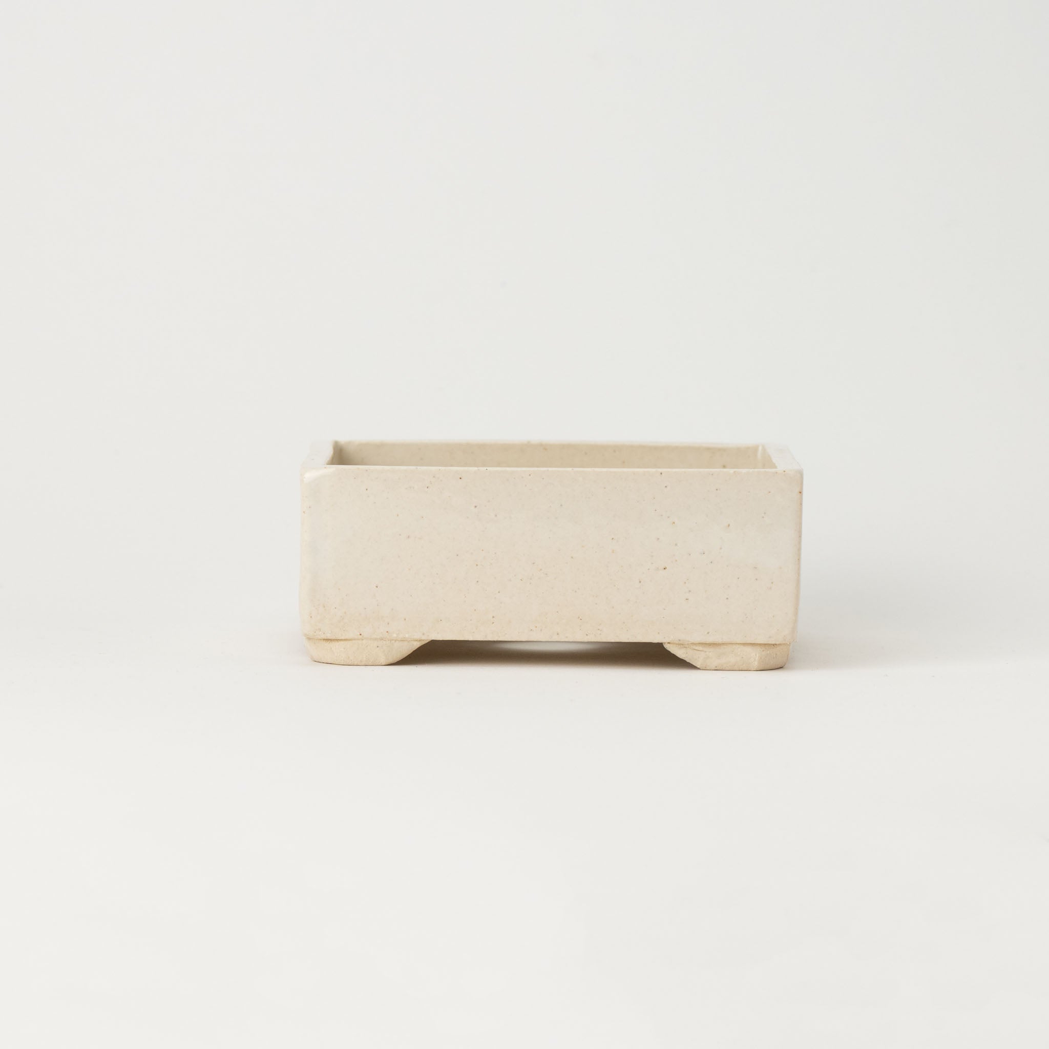 Naginowa White Square BANKO Ware Japanese Bonsai Pot 4.7 in.