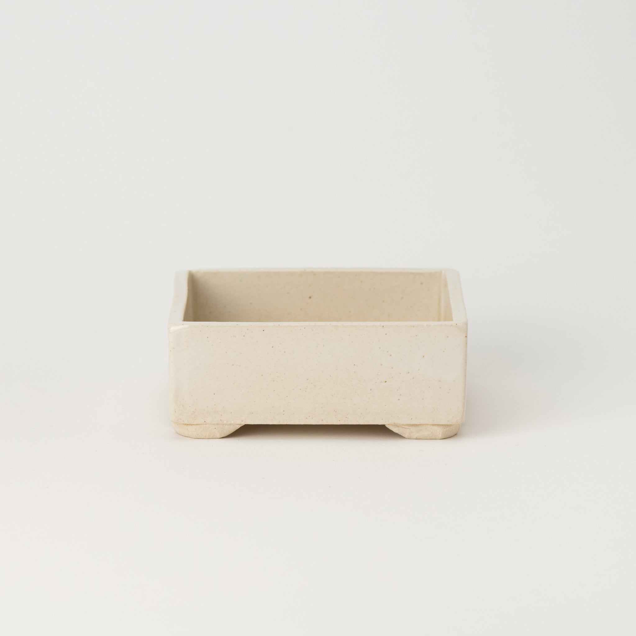 Naginowa White Square BANKO Ware Japanese Bonsai Pot 4.7 in.