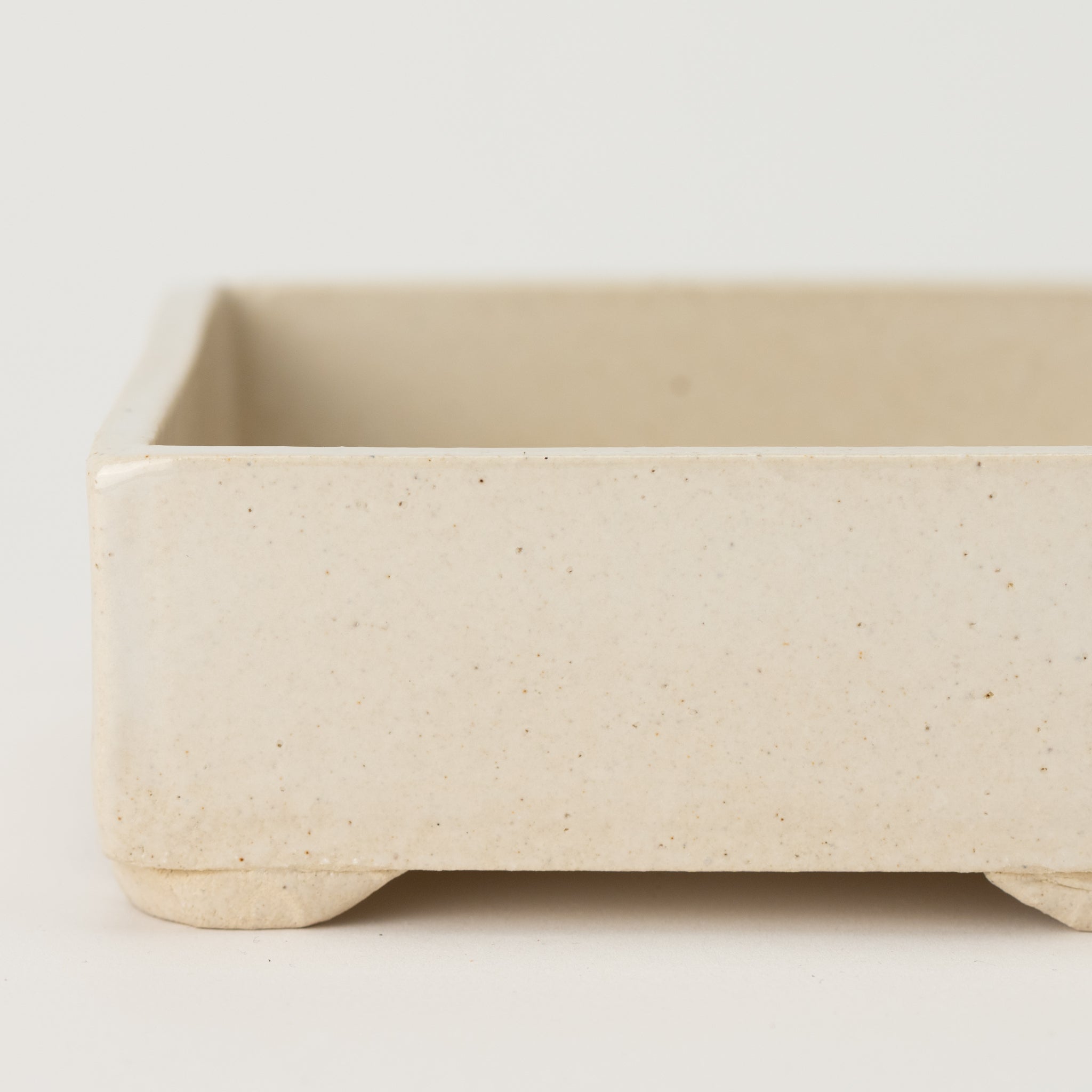 Naginowa White Square BANKO Ware Japanese Bonsai Pot 4.7 in.
