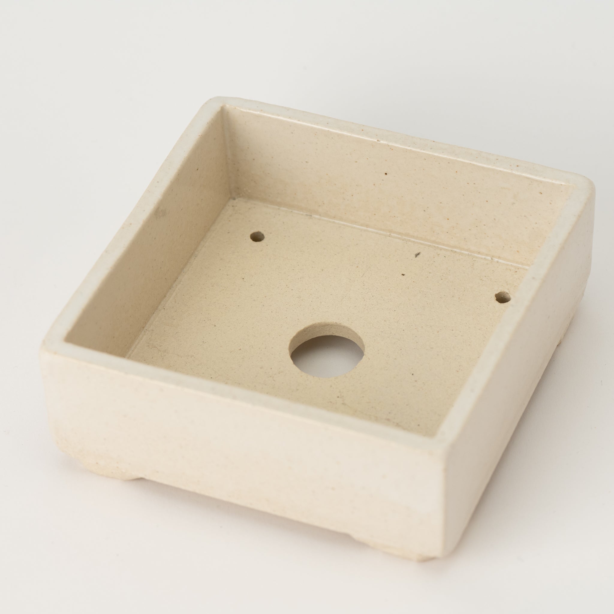 Naginowa White Square BANKO Ware Japanese Bonsai Pot 4.7 in.