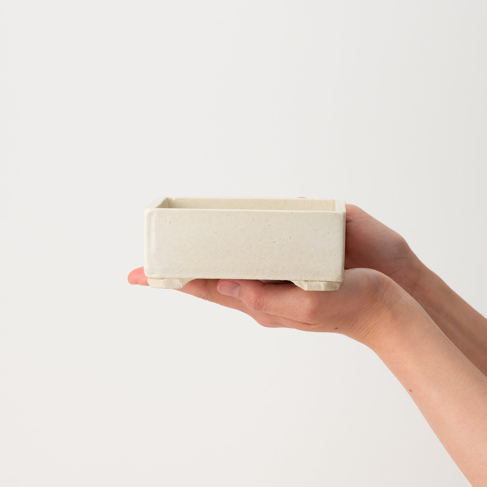 Naginowa White Square BANKO Ware Japanese Bonsai Pot 4.7 in.