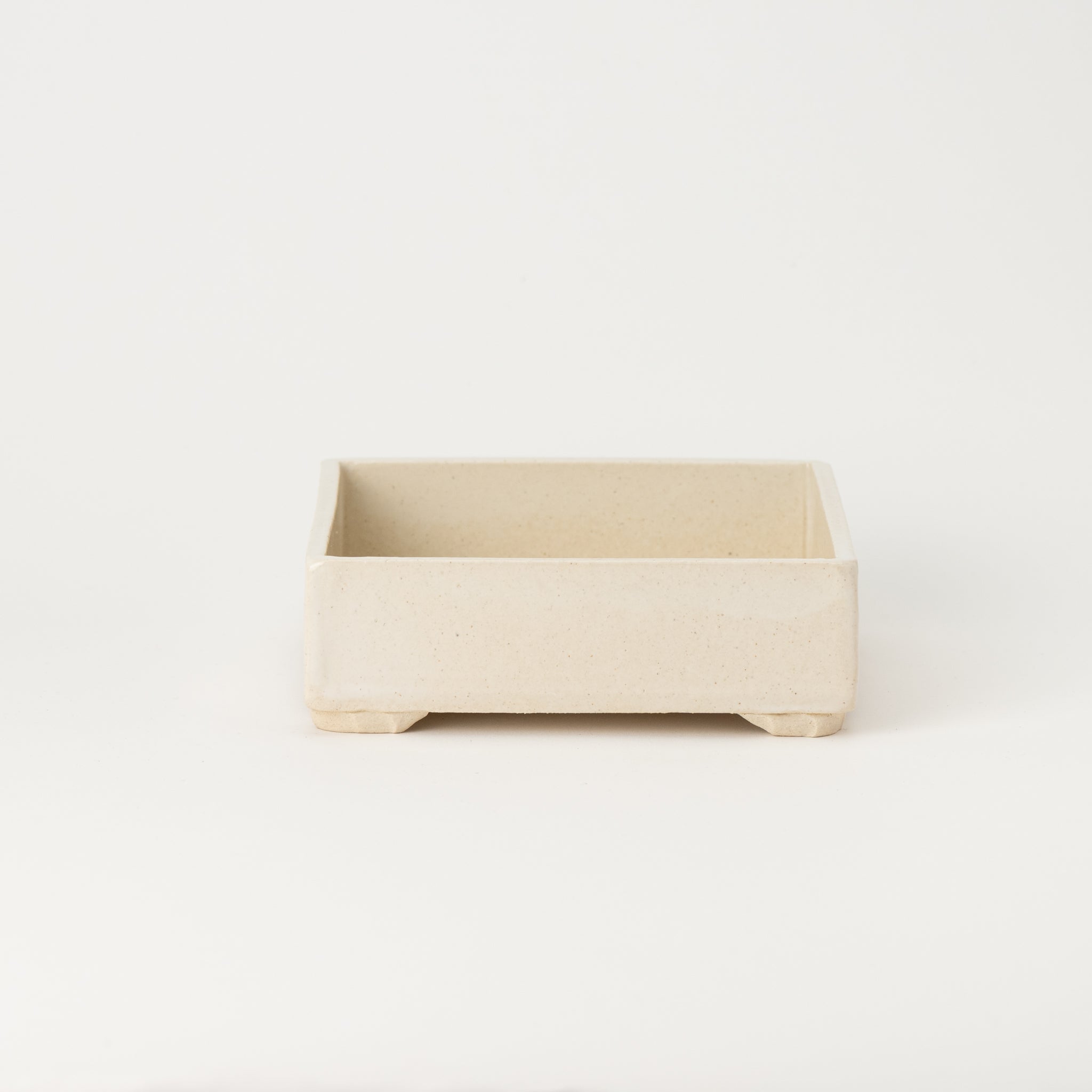 Naginowa White Square BANKO Ware Japanese Bonsai Pot 5.9 in.