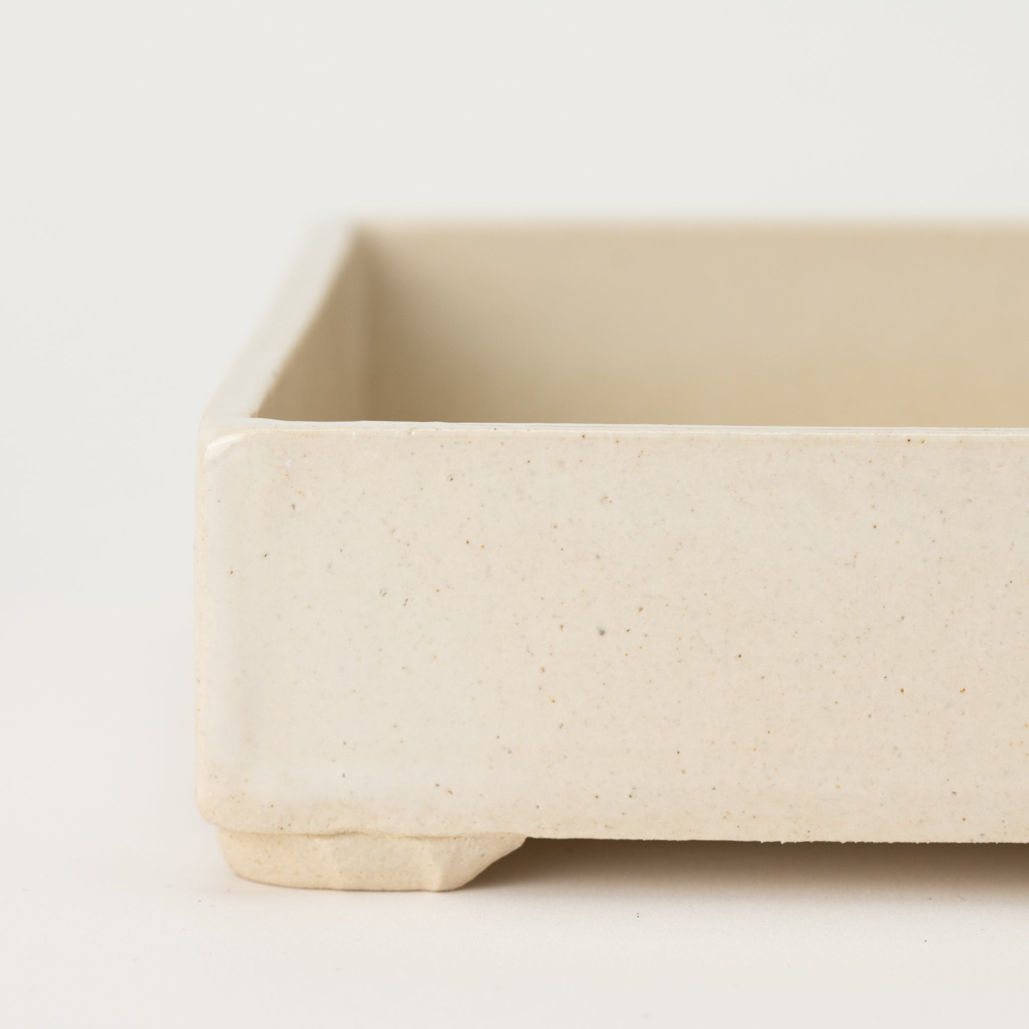 Naginowa White Square BANKO Ware Japanese Bonsai Pot 5.9 in.