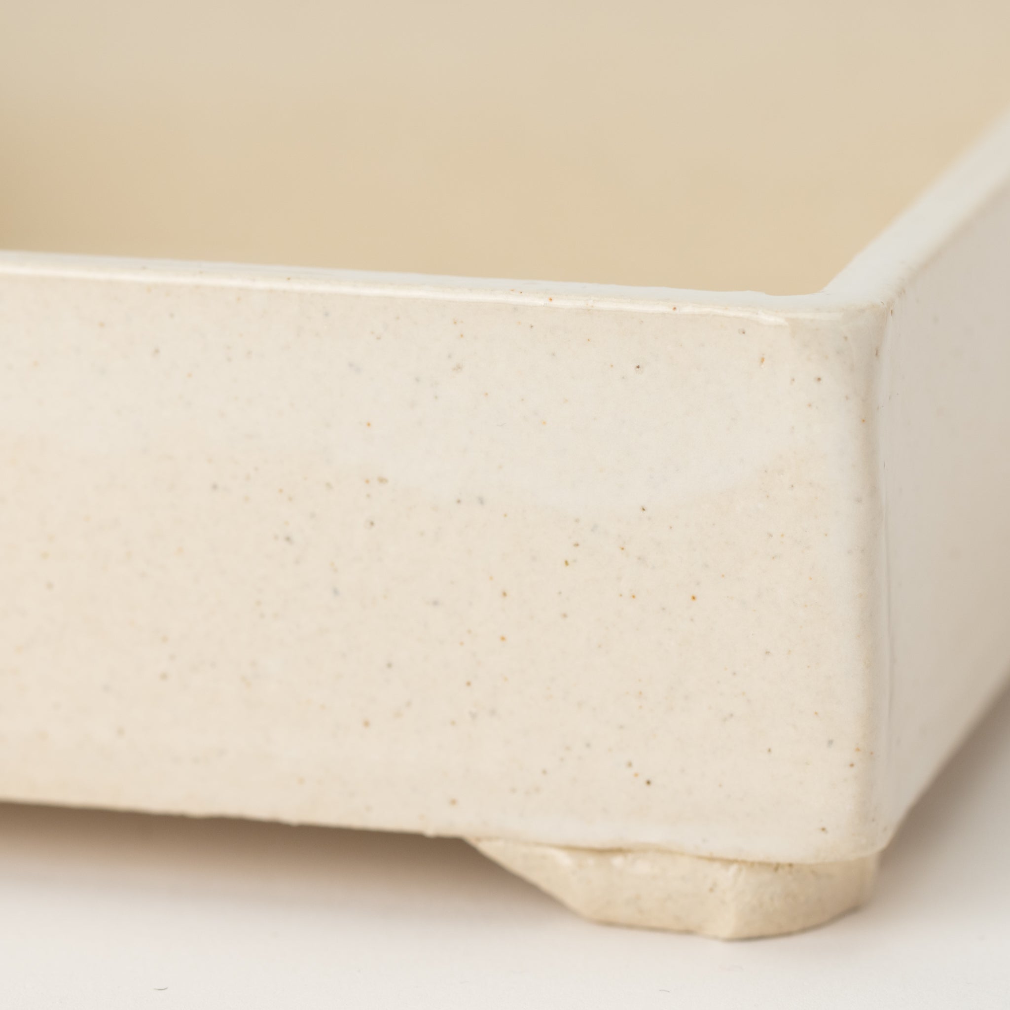 Naginowa White Square BANKO Ware Japanese Bonsai Pot 5.9 in.