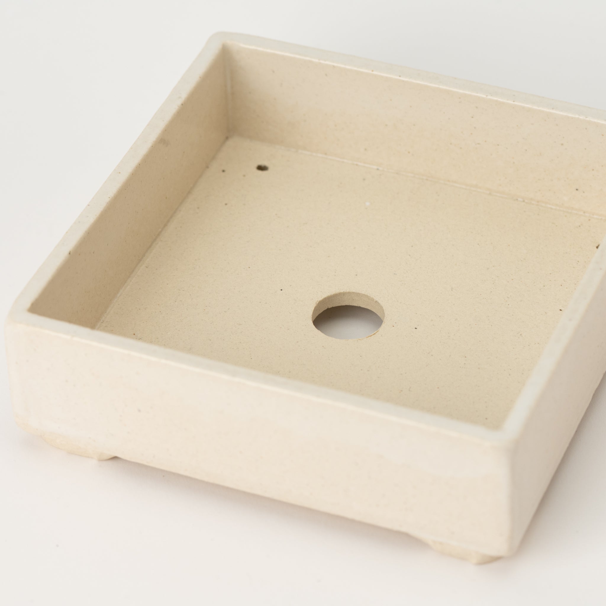 Naginowa White Square BANKO Ware Japanese Bonsai Pot 5.9 in.