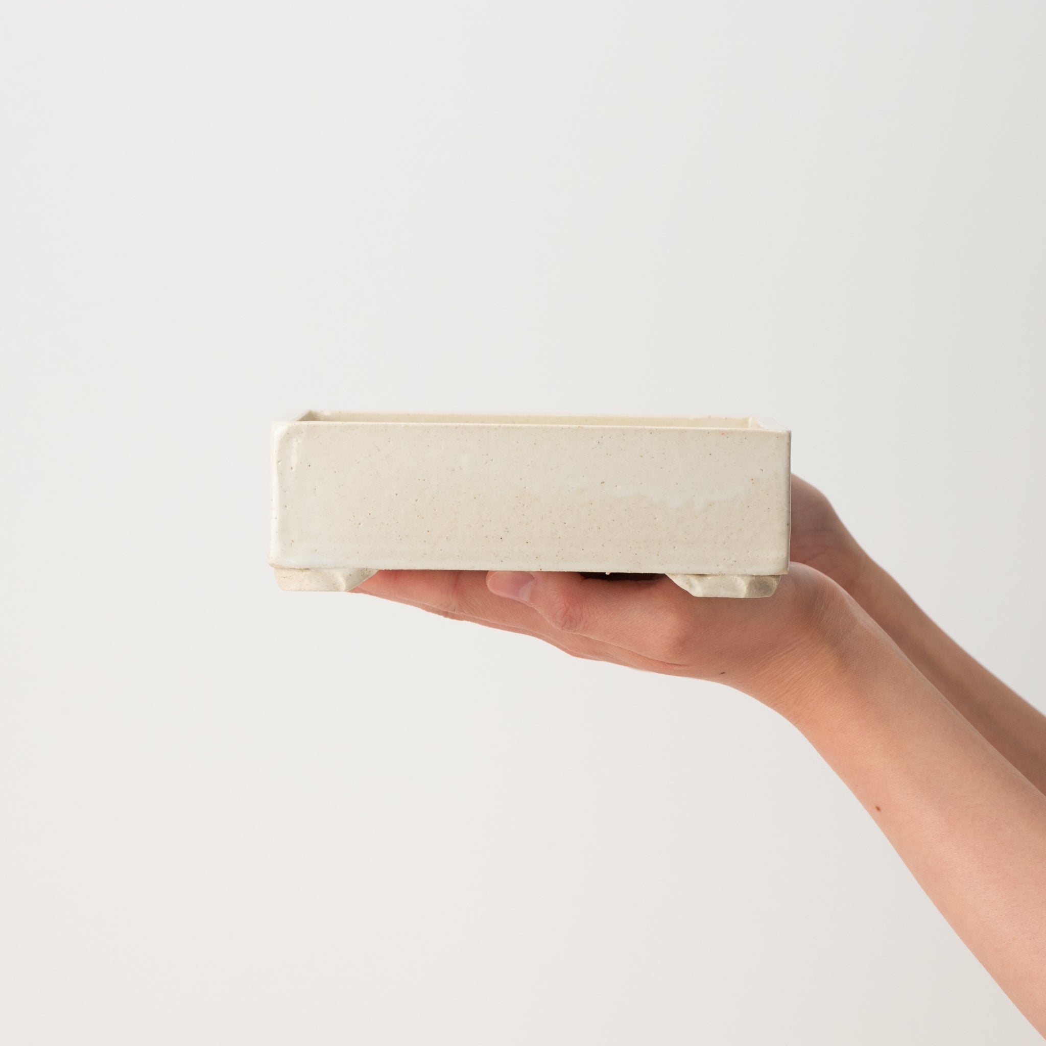 Naginowa White Square BANKO Ware Japanese Bonsai Pot 5.9 in.