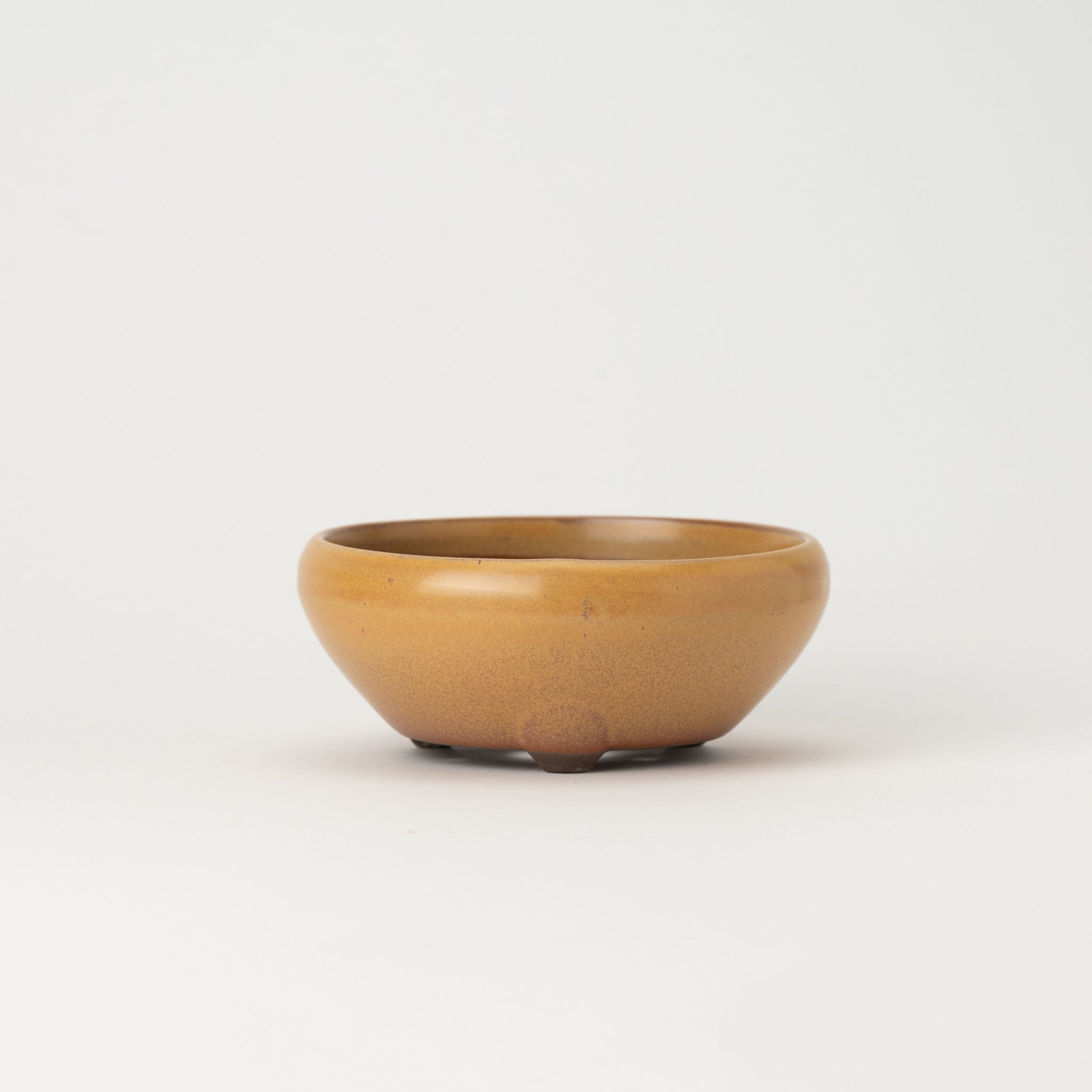 Naginowa Yellow Round Shape BANKO Ware Japanese Bonsai Pot 5.2 in.