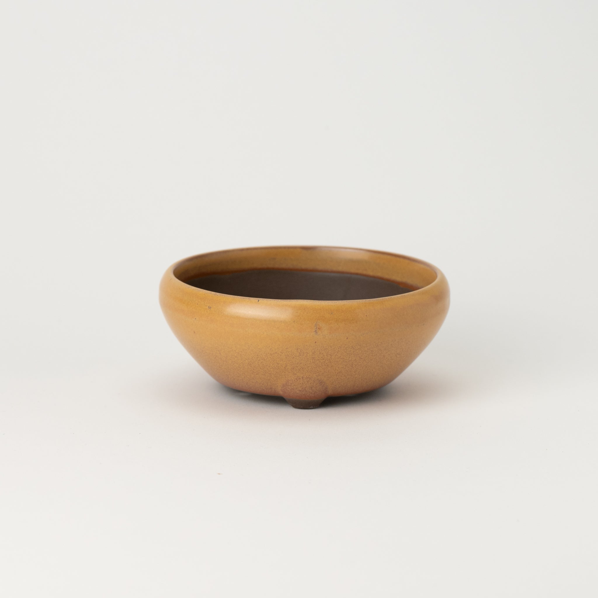 Naginowa Yellow Round Shape BANKO Ware Japanese Bonsai Pot 5.2 in.