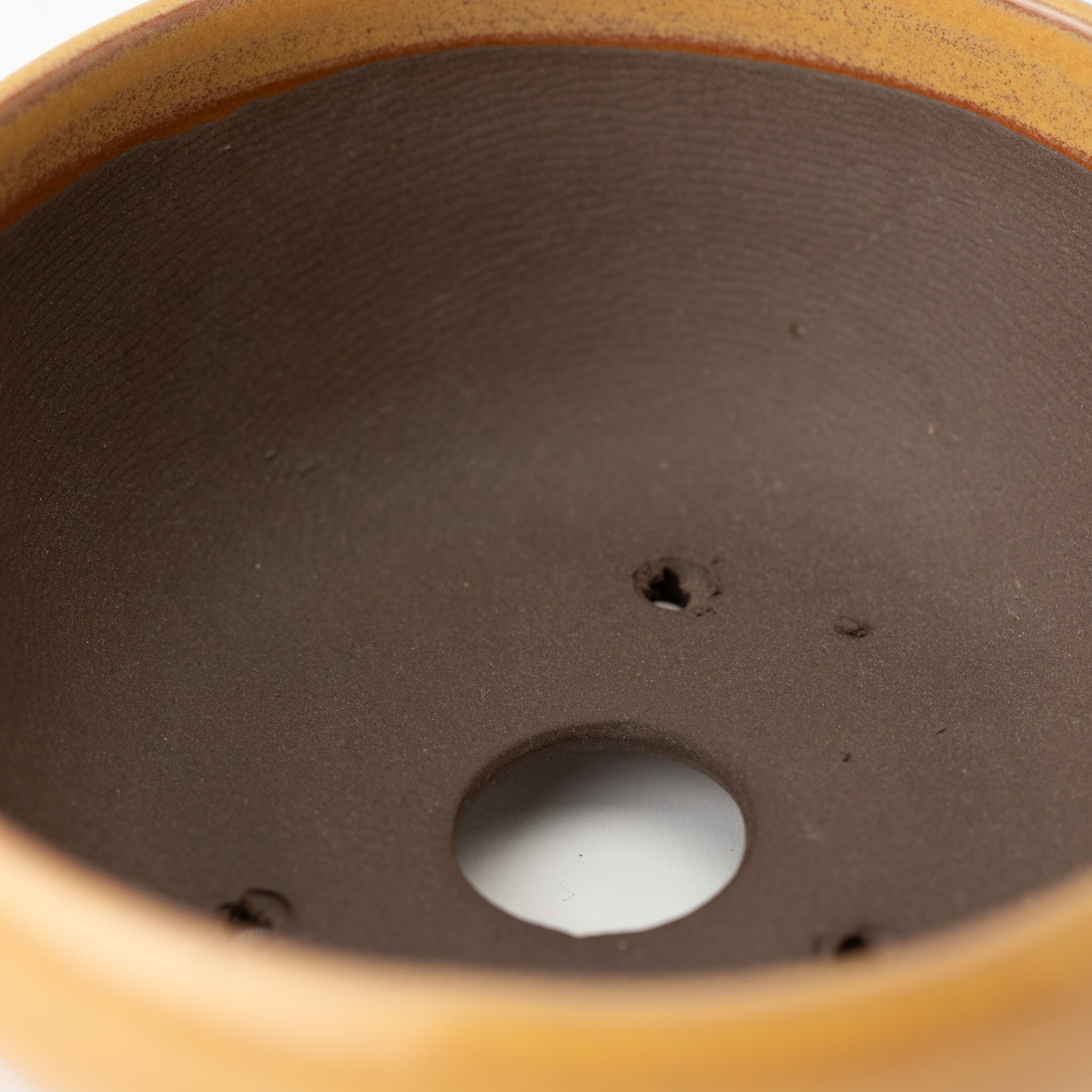 Naginowa Yellow Round Shape BANKO Ware Japanese Bonsai Pot 5.2 in.