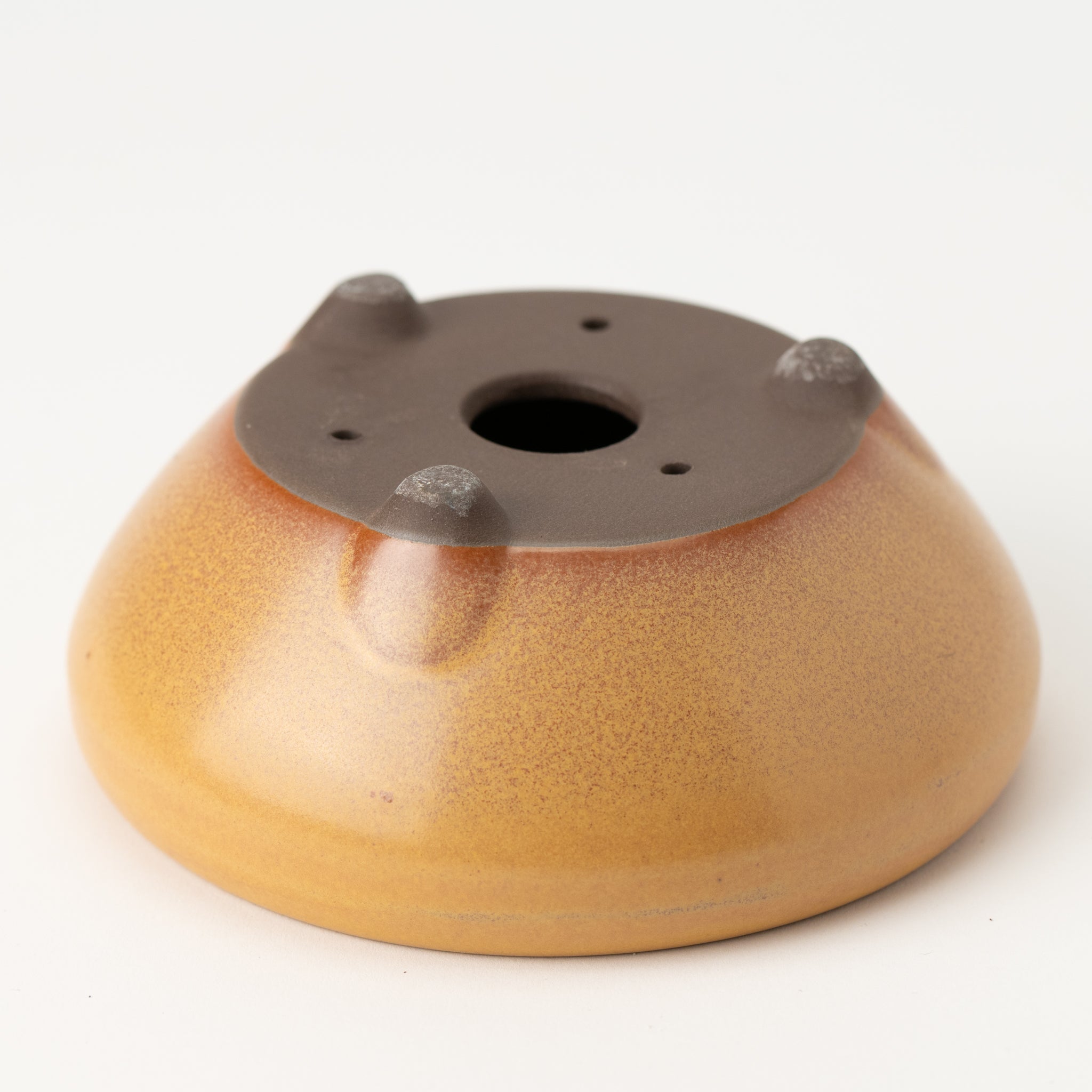 Naginowa Yellow Round Shape BANKO Ware Japanese Bonsai Pot 5.2 in.