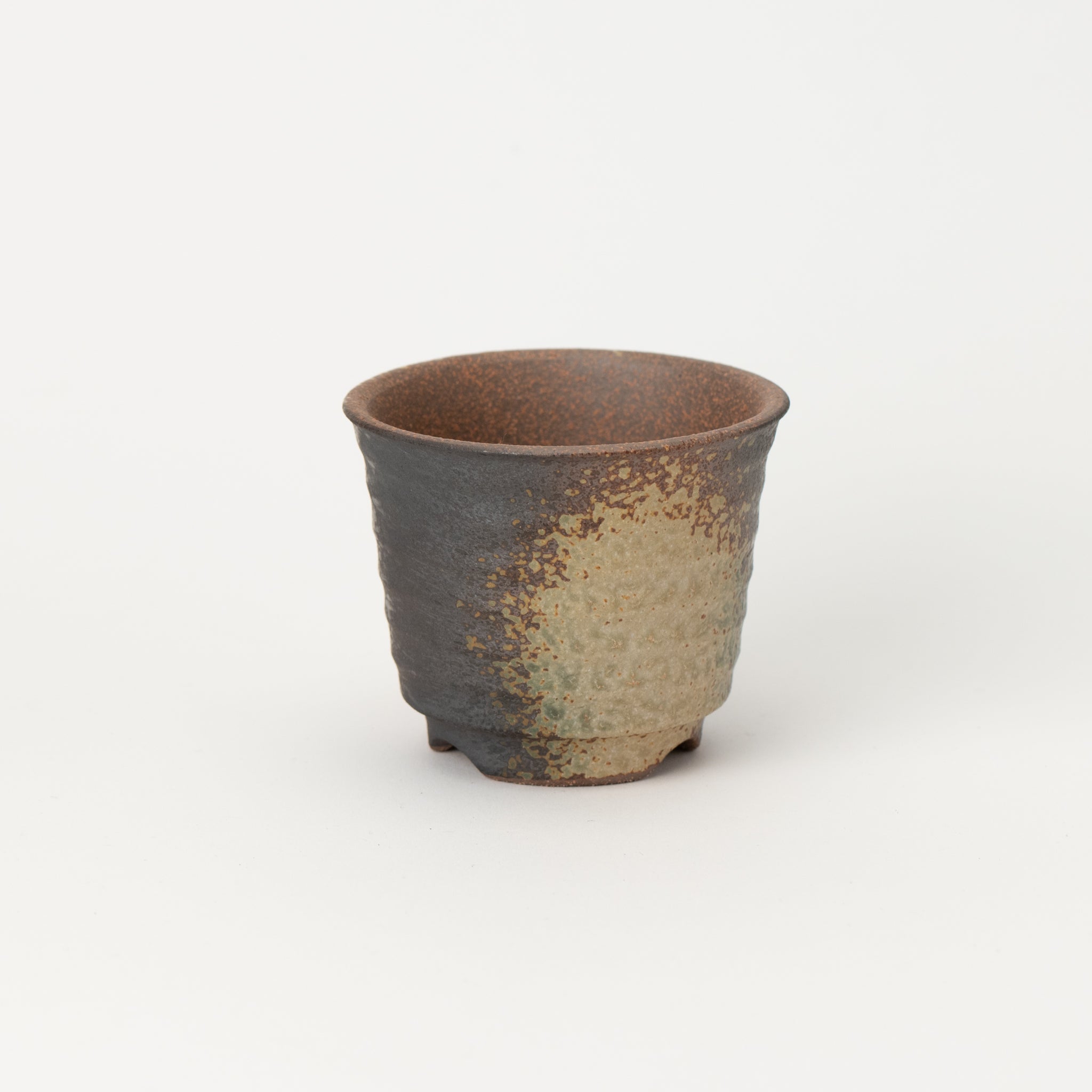 Naginowa Yubuki Corrugated BANKO Ware Japanese Bonsai Pot 3.6in.