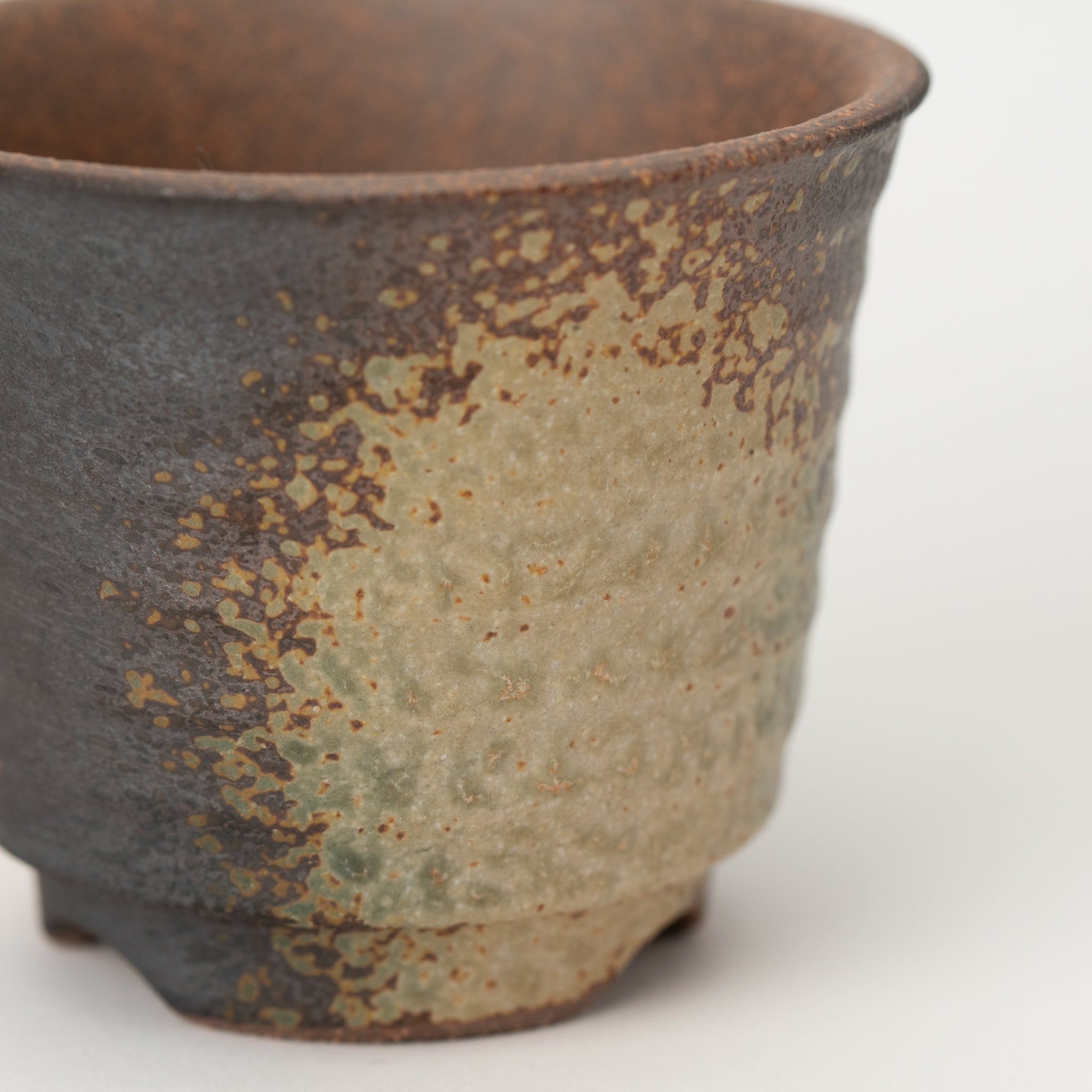 Naginowa Yubuki Corrugated BANKO Ware Japanese Bonsai Pot 3.6in.