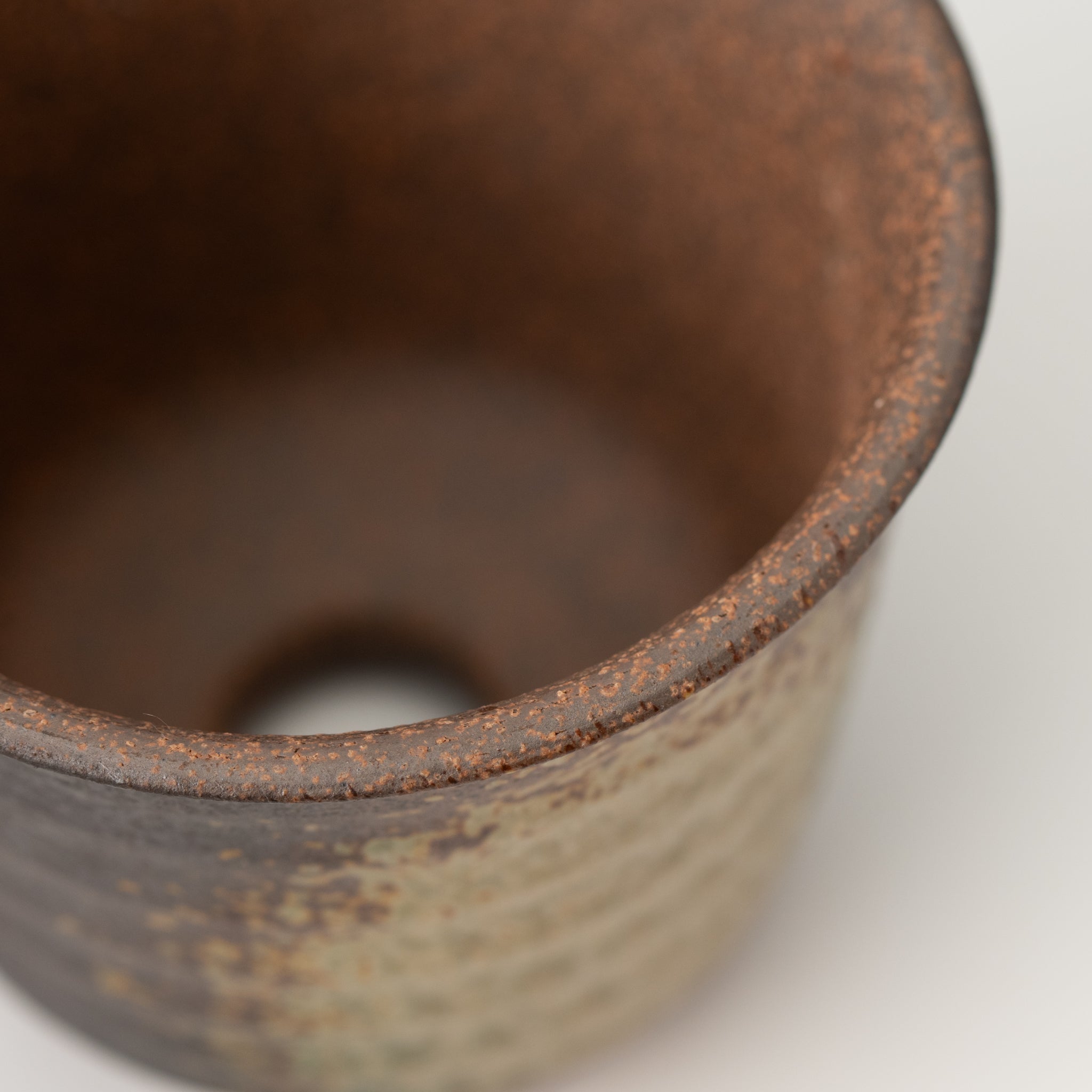 Naginowa Yubuki Corrugated BANKO Ware Japanese Bonsai Pot 3.6in.