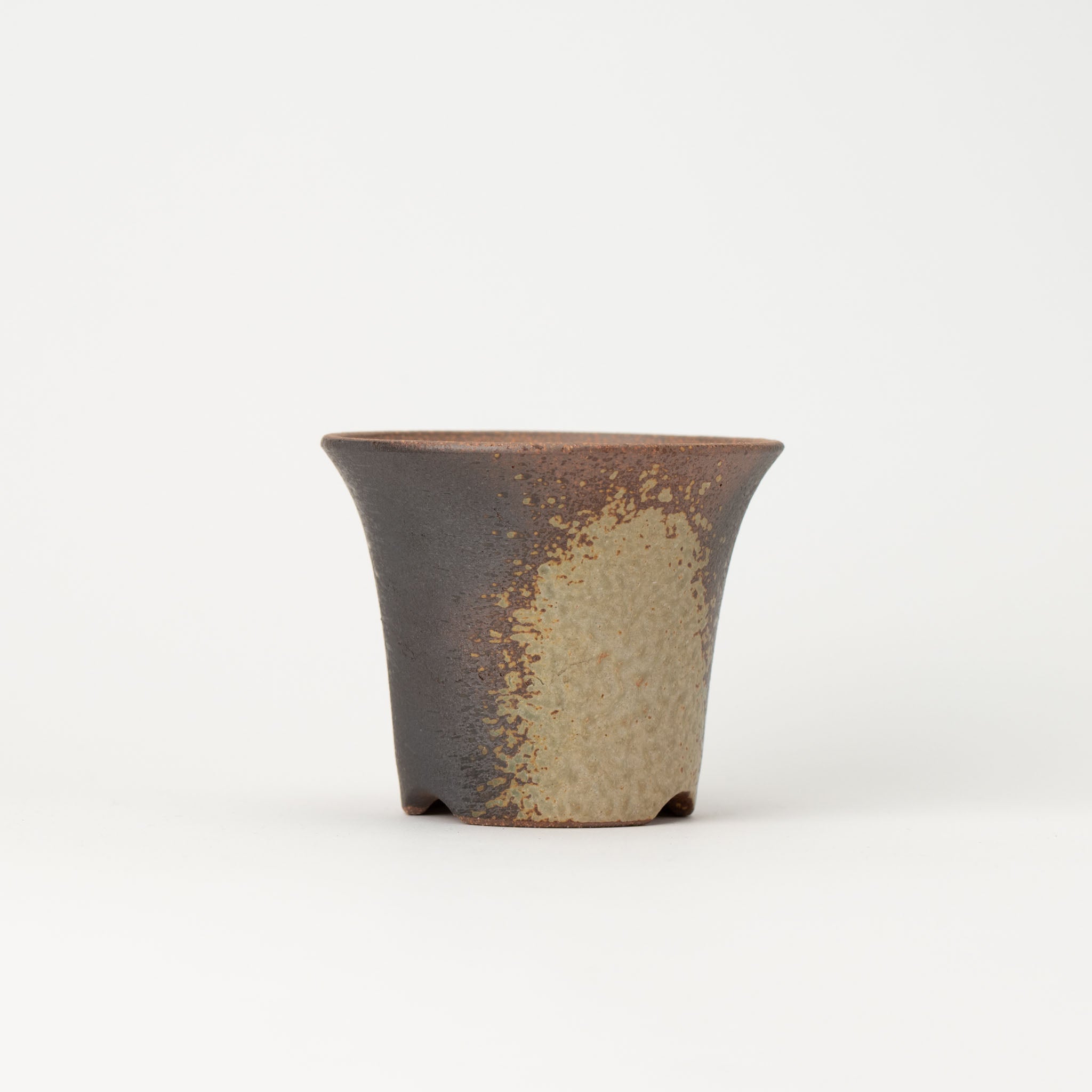 Naginowa Yubuki Warped BANKO Ware Japanese Bonsai Pot 4.3 in.