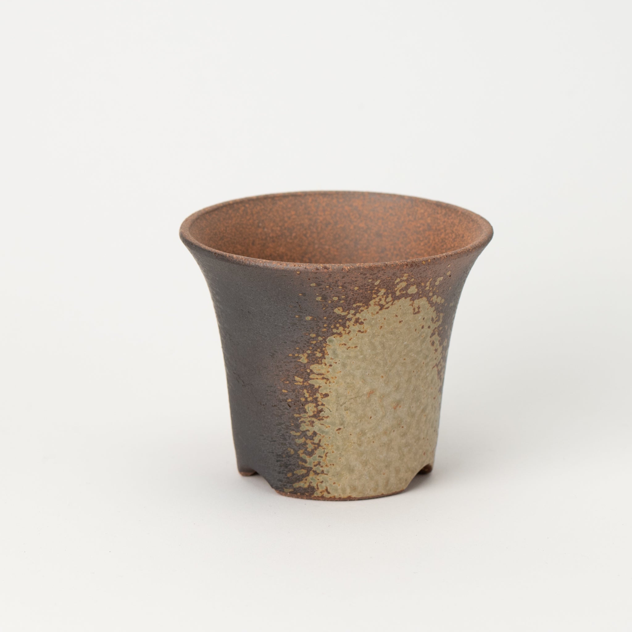 Naginowa Yubuki Warped BANKO Ware Japanese Bonsai Pot 4.3 in.
