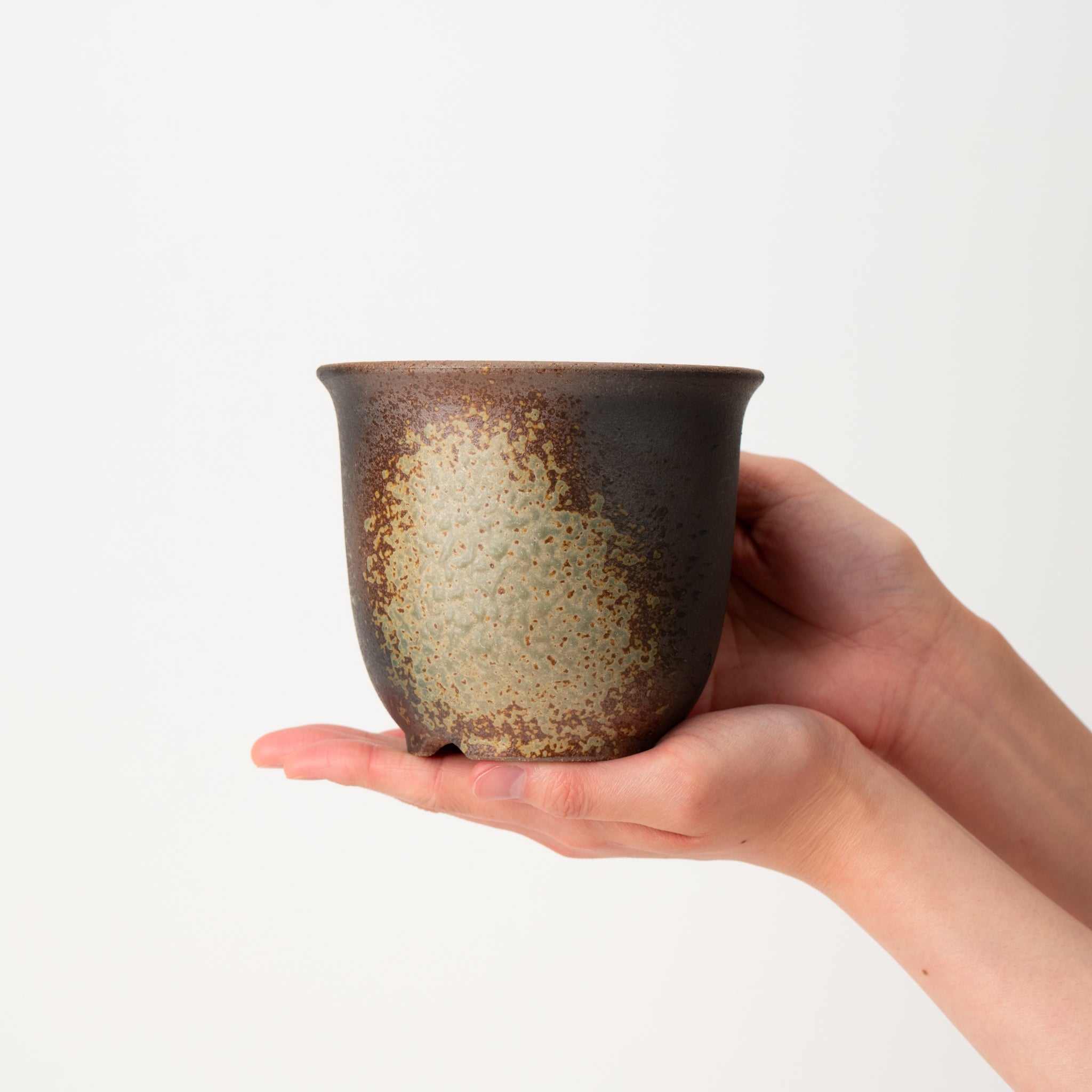 Naginowa Yubuki Deep Rounded BANKO Ware Japanese Bonsai Pot 4.7 in.