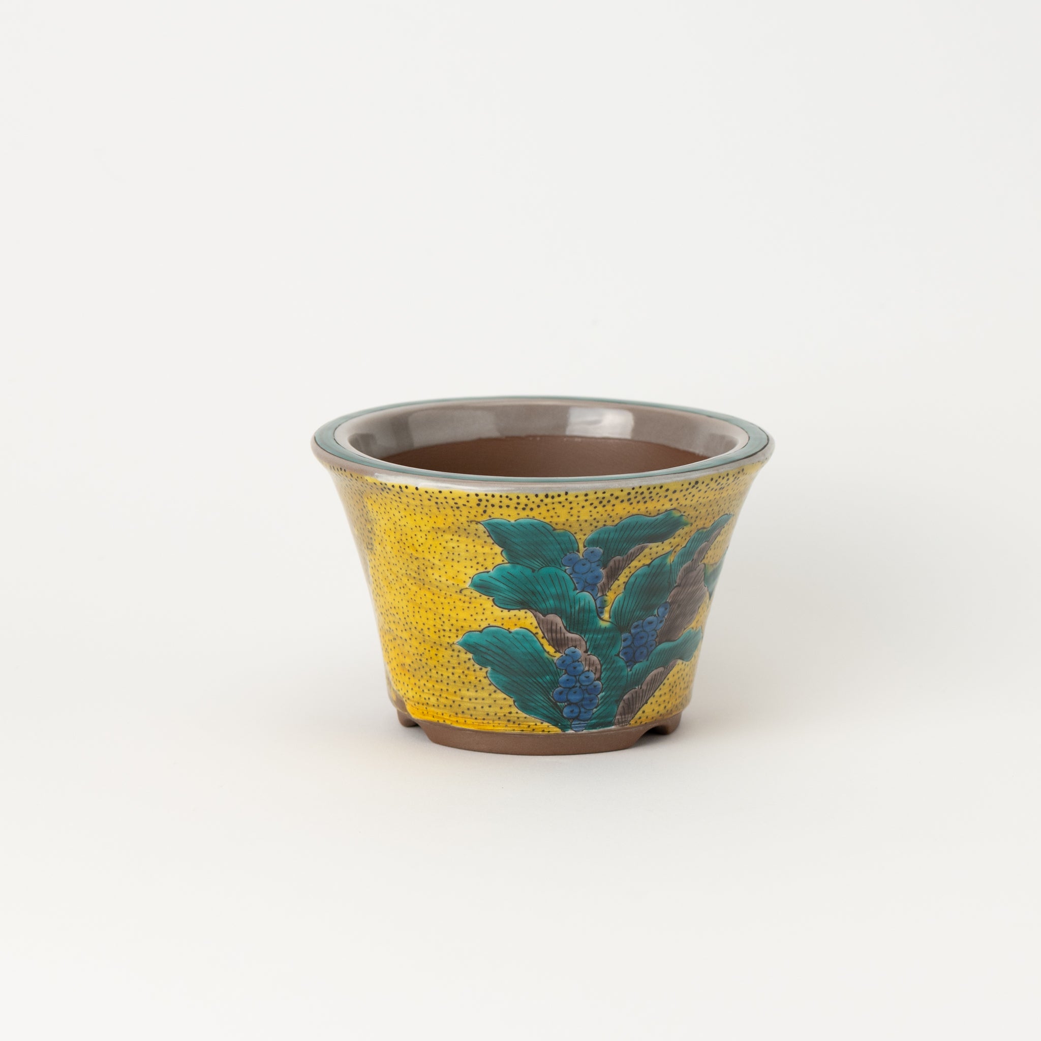 Naginowa Kutani Ware Yoshidaya Omoto Japanese Bonsai Pot 4.9 in.