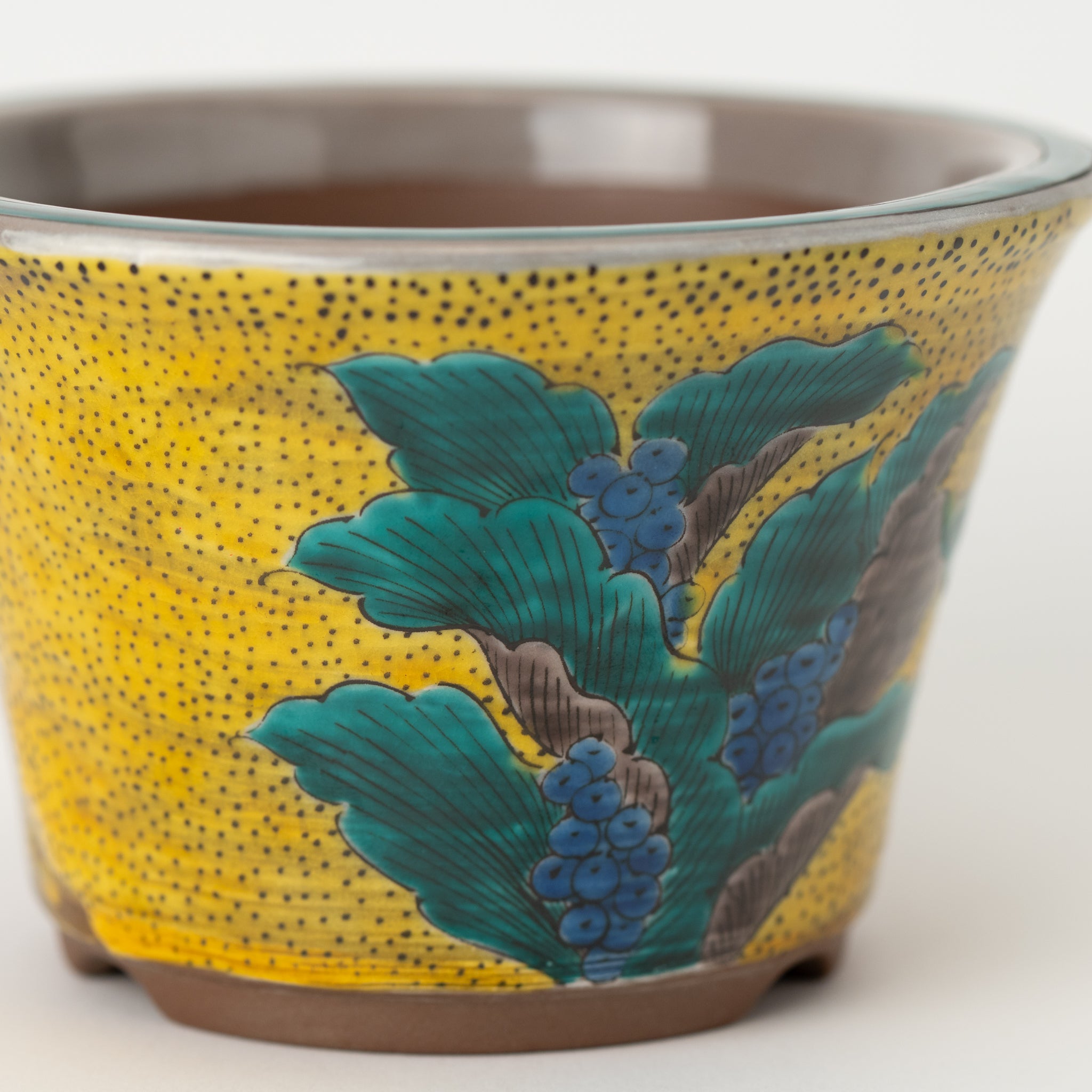Naginowa Kutani Ware Yoshidaya Omoto Japanese Bonsai Pot 4.9 in.