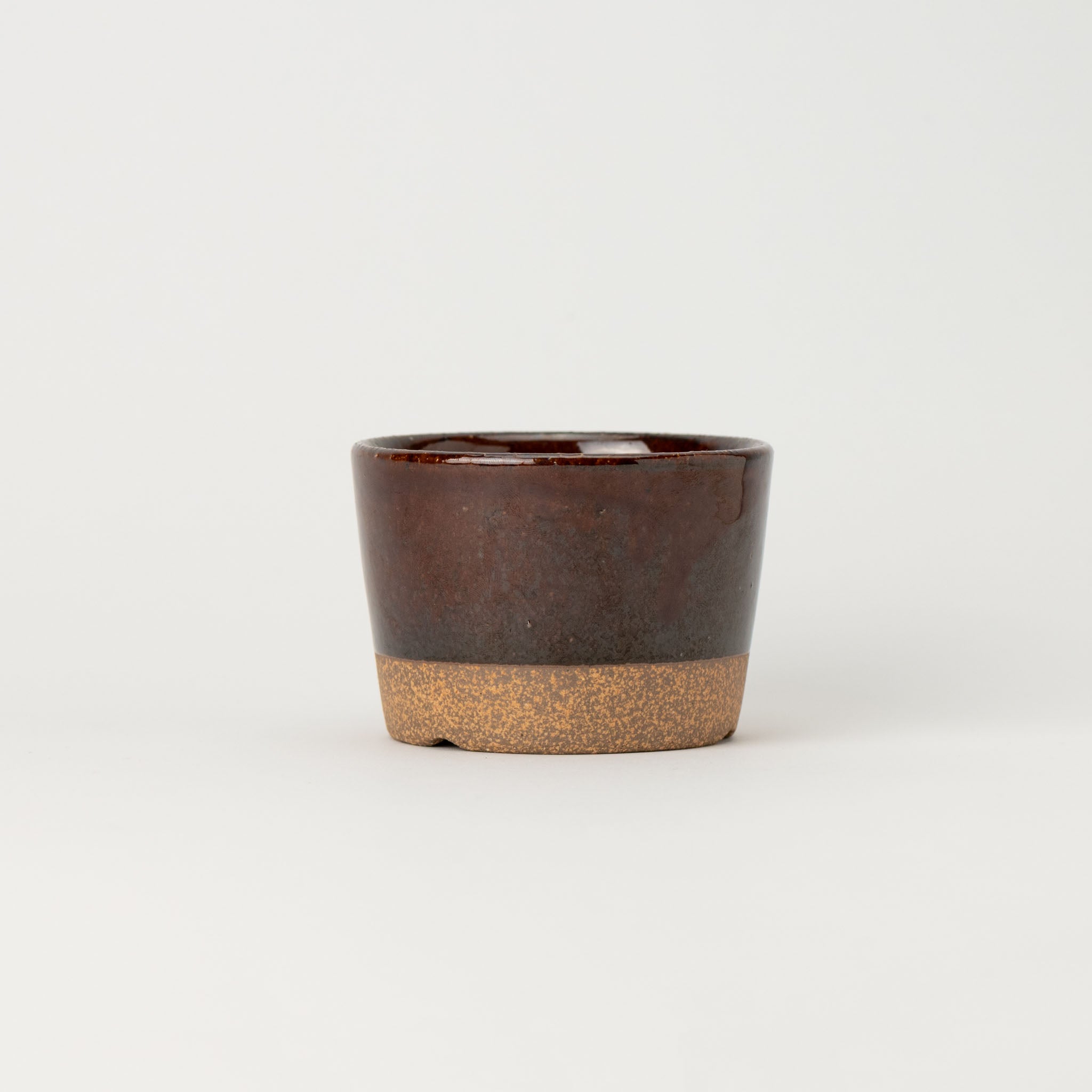 Naginowa Kutani Ware Brown Japanese Bonsai Pot 3.5 in.