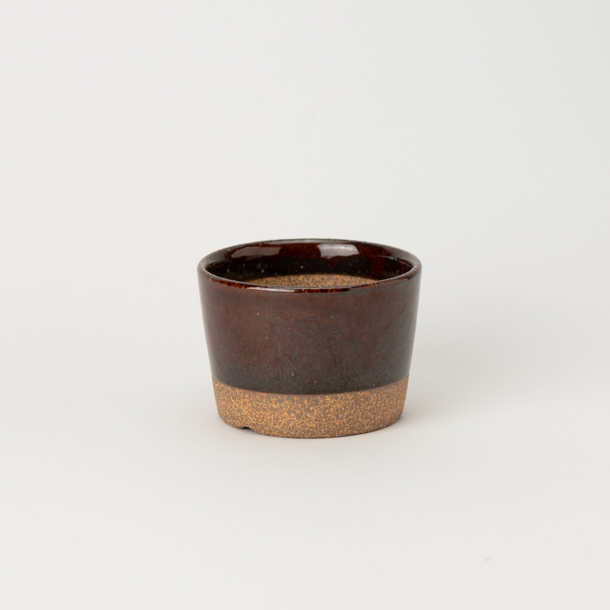Naginowa Kutani Ware Brown Japanese Bonsai Pot 3.5 in.