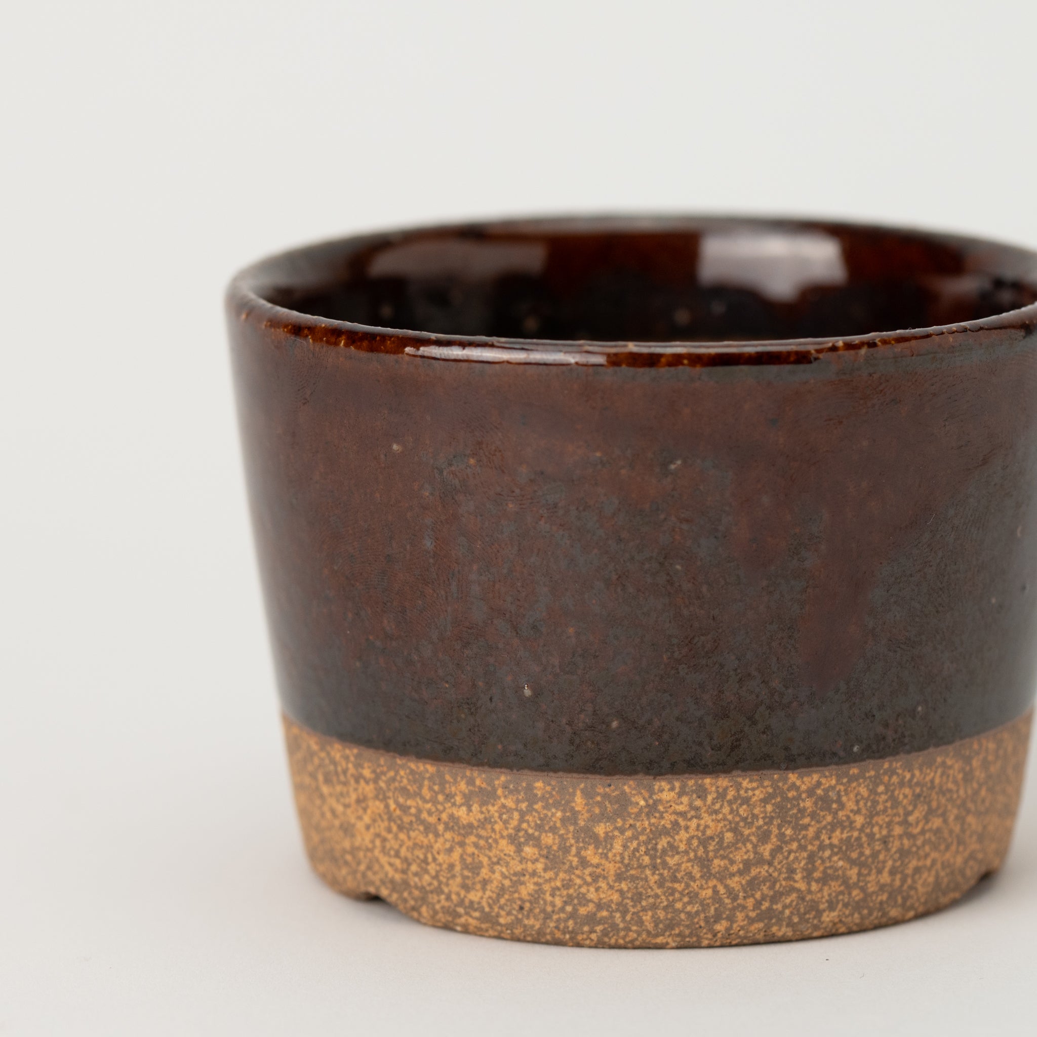 Naginowa Kutani Ware Brown Japanese Bonsai Pot 3.5 in.