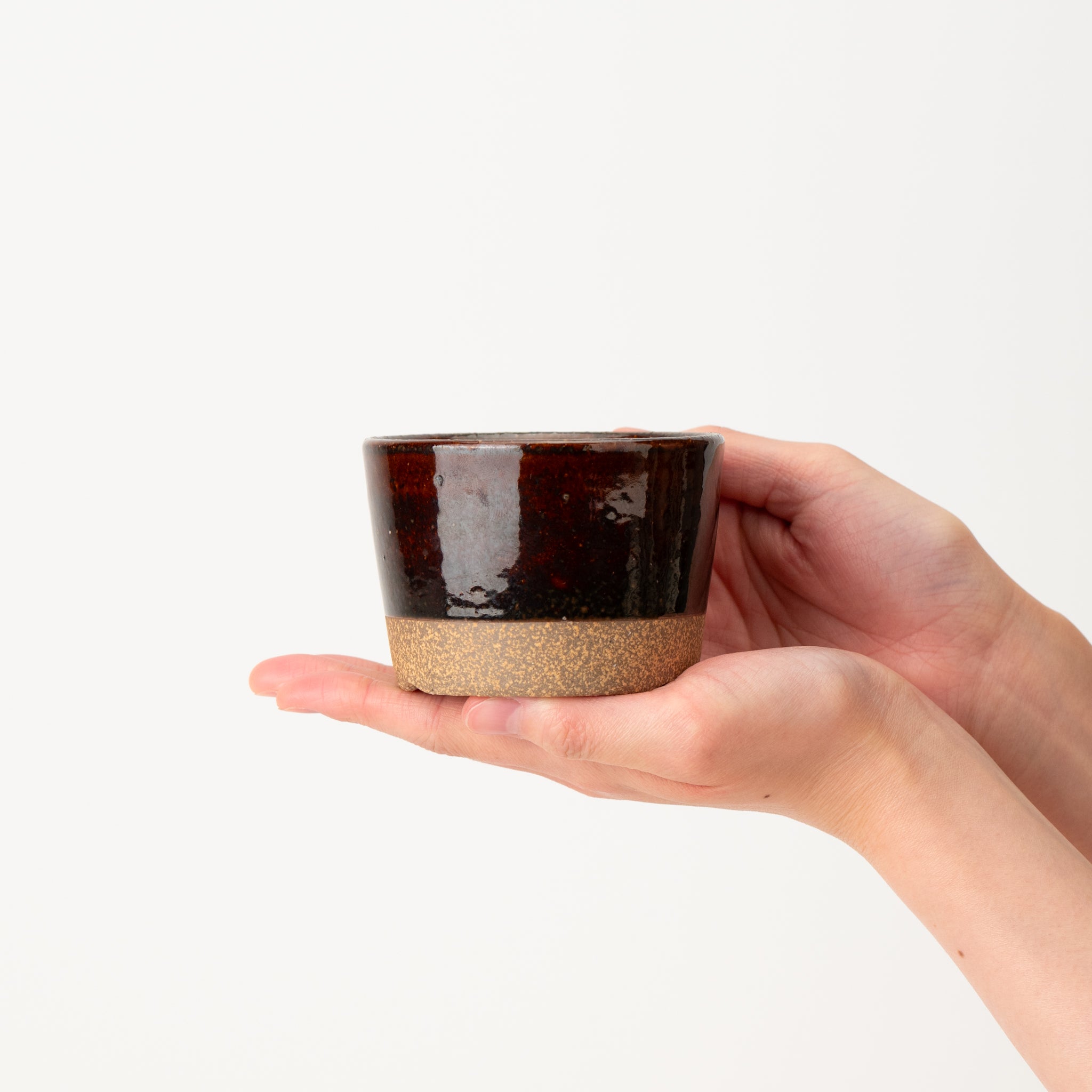 Naginowa Kutani Ware Brown Japanese Bonsai Pot 3.5 in.