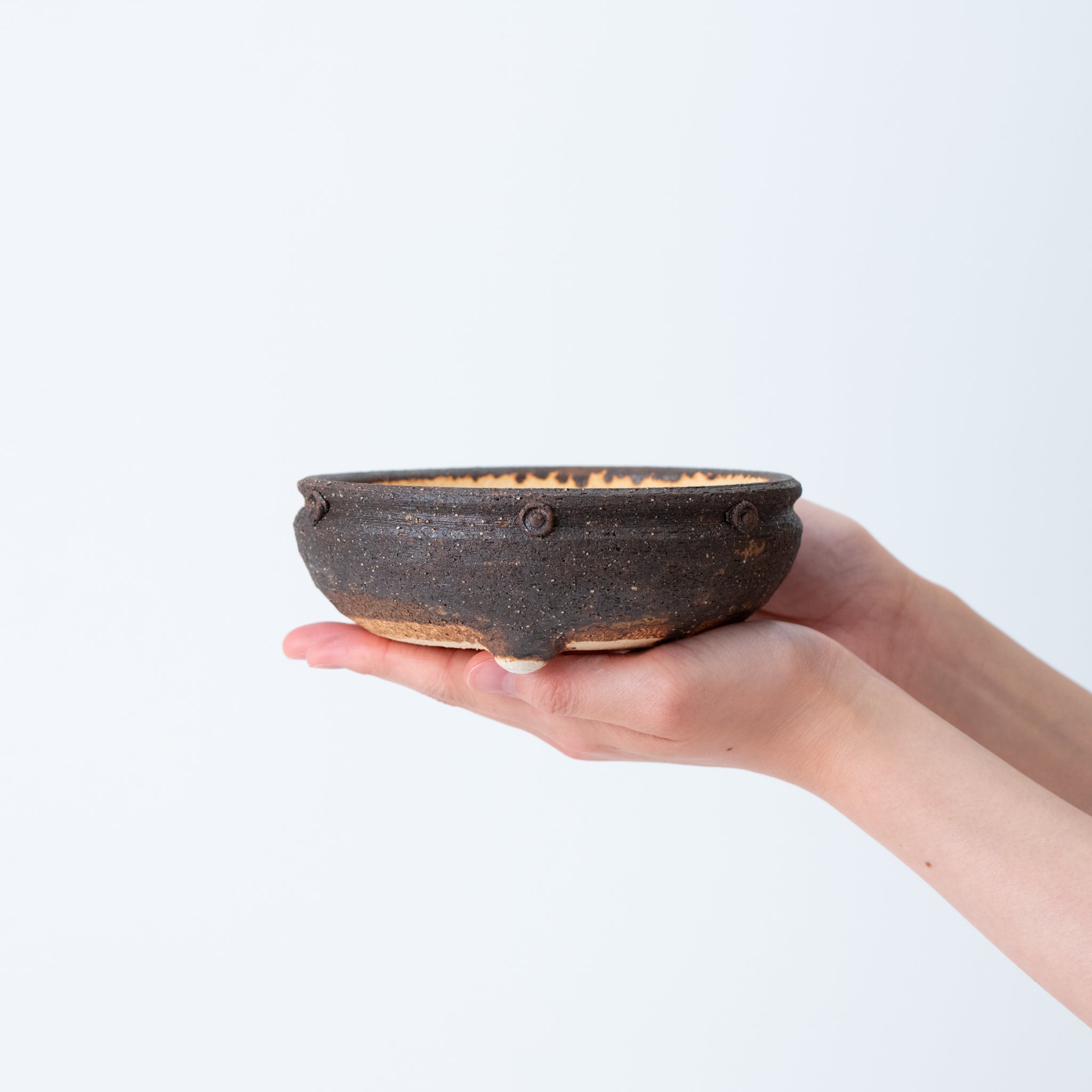 Naginowa Shigaraki Ware Komon Japanese Bonsai Pot Set of 3