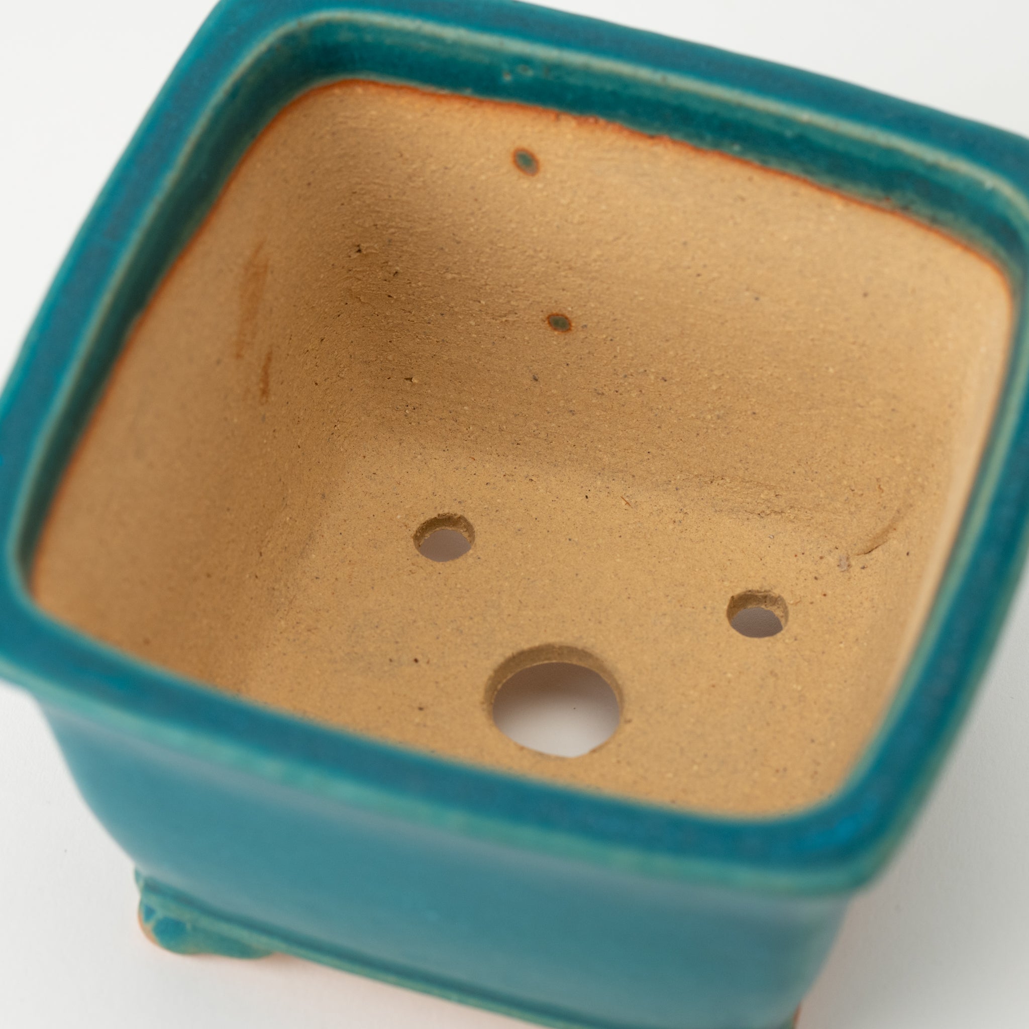 Shibakatsu Tokoname Ware Square Matte Blue Japanese Bonsai Pot