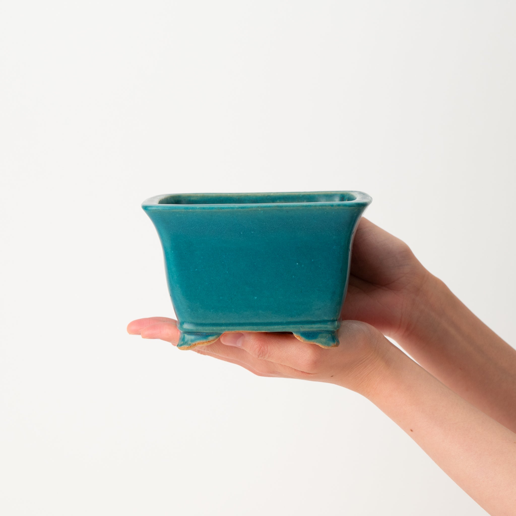 Shibakatsu Tokoname Ware Square Matte Blue Japanese Bonsai Pot