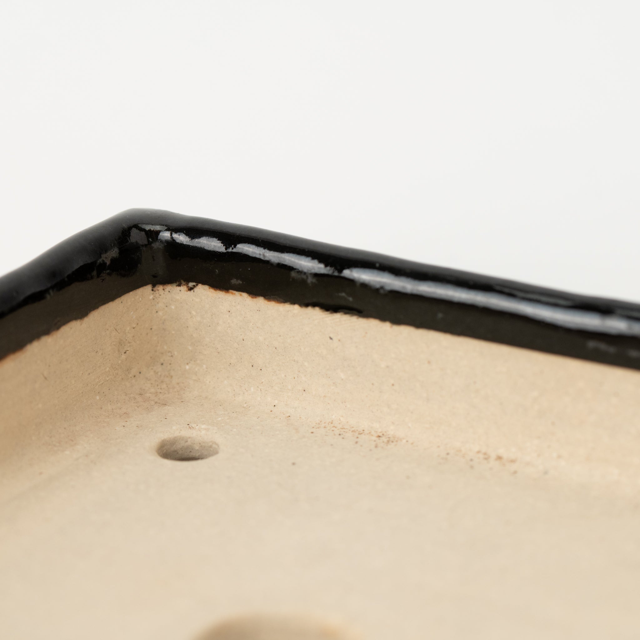 Juko Tokoname Ware Square Blackening Japanese Bonsai Pot 6.3 in.