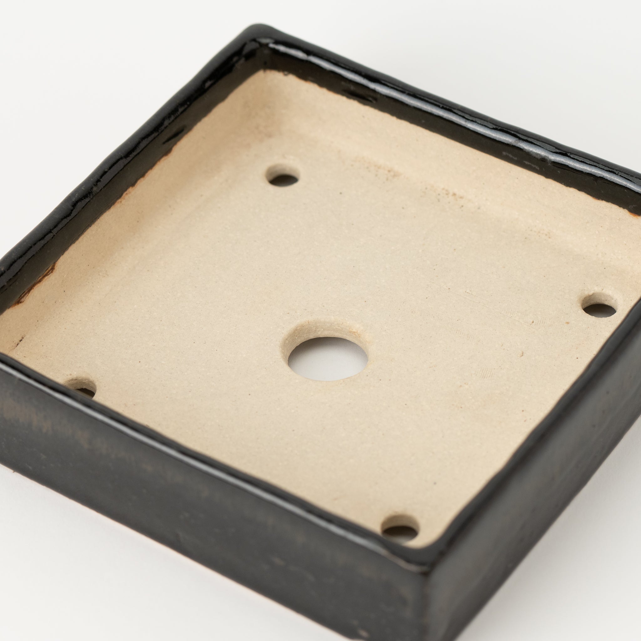 Juko Tokoname Ware Square Blackening Japanese Bonsai Pot 6.3 in.