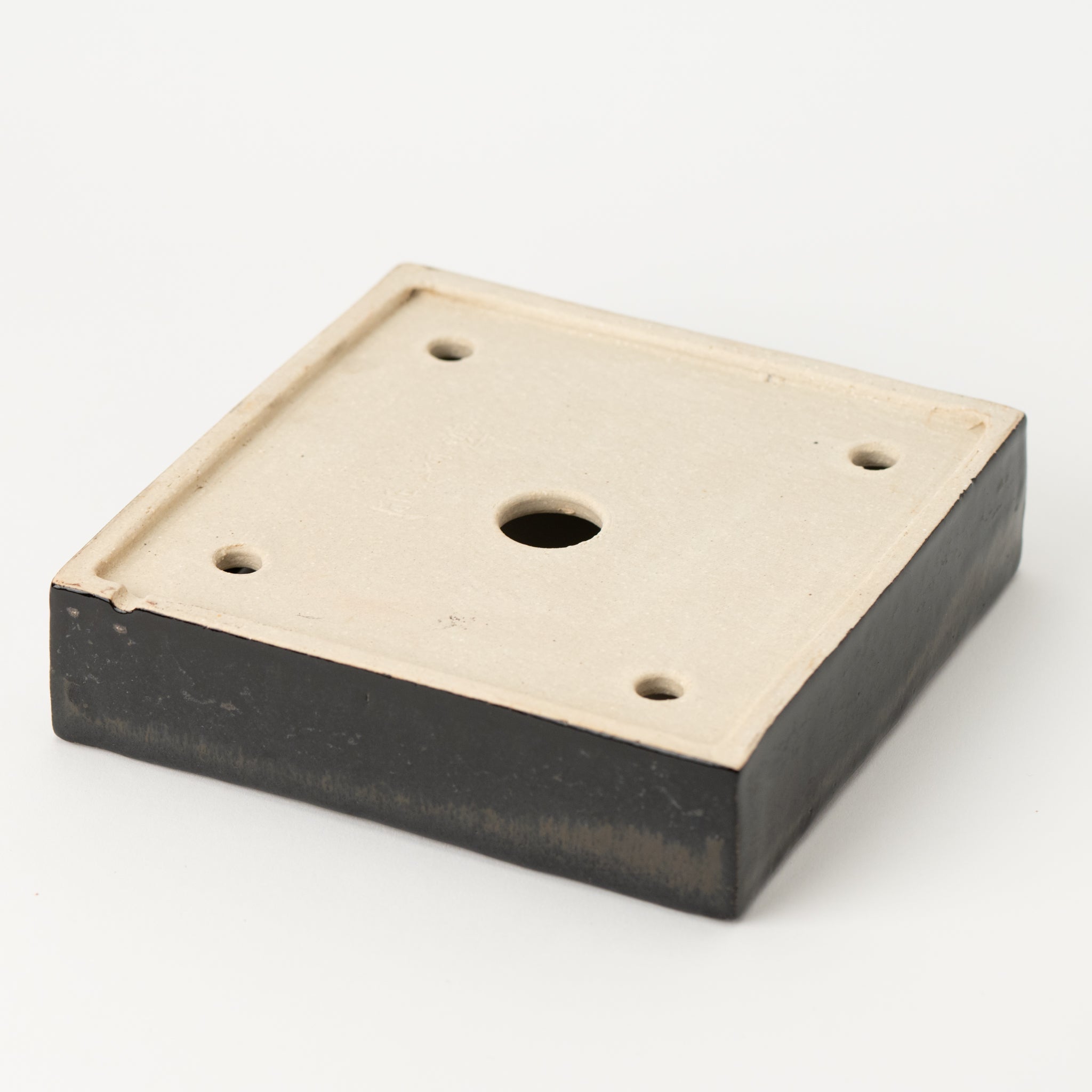 Juko Tokoname Ware Square Blackening Japanese Bonsai Pot 6.3 in.