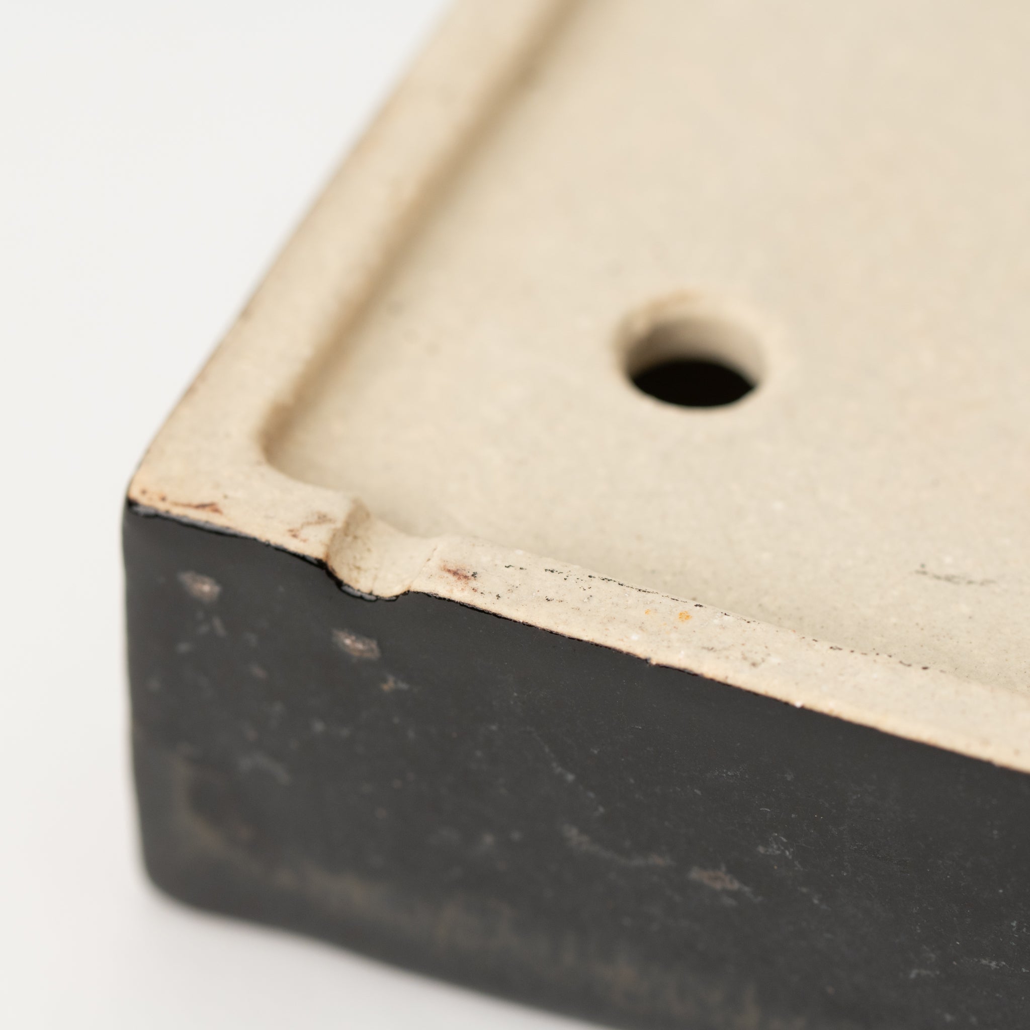 Juko Tokoname Ware Square Blackening Japanese Bonsai Pot 6.3 in.