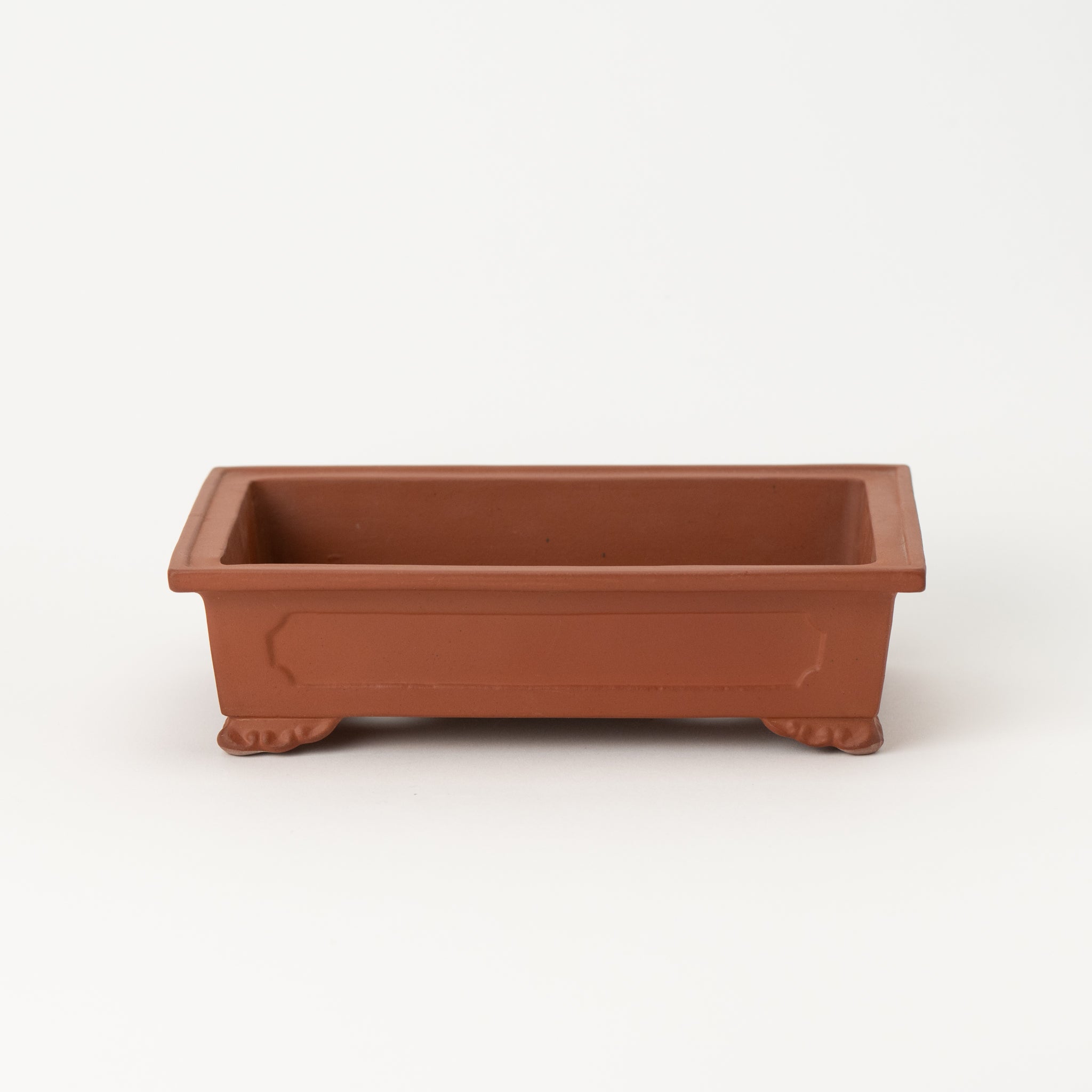 Tousen Tokoname Ware Rectangle Vermilion Japanese Bonsai Pot No.6.5