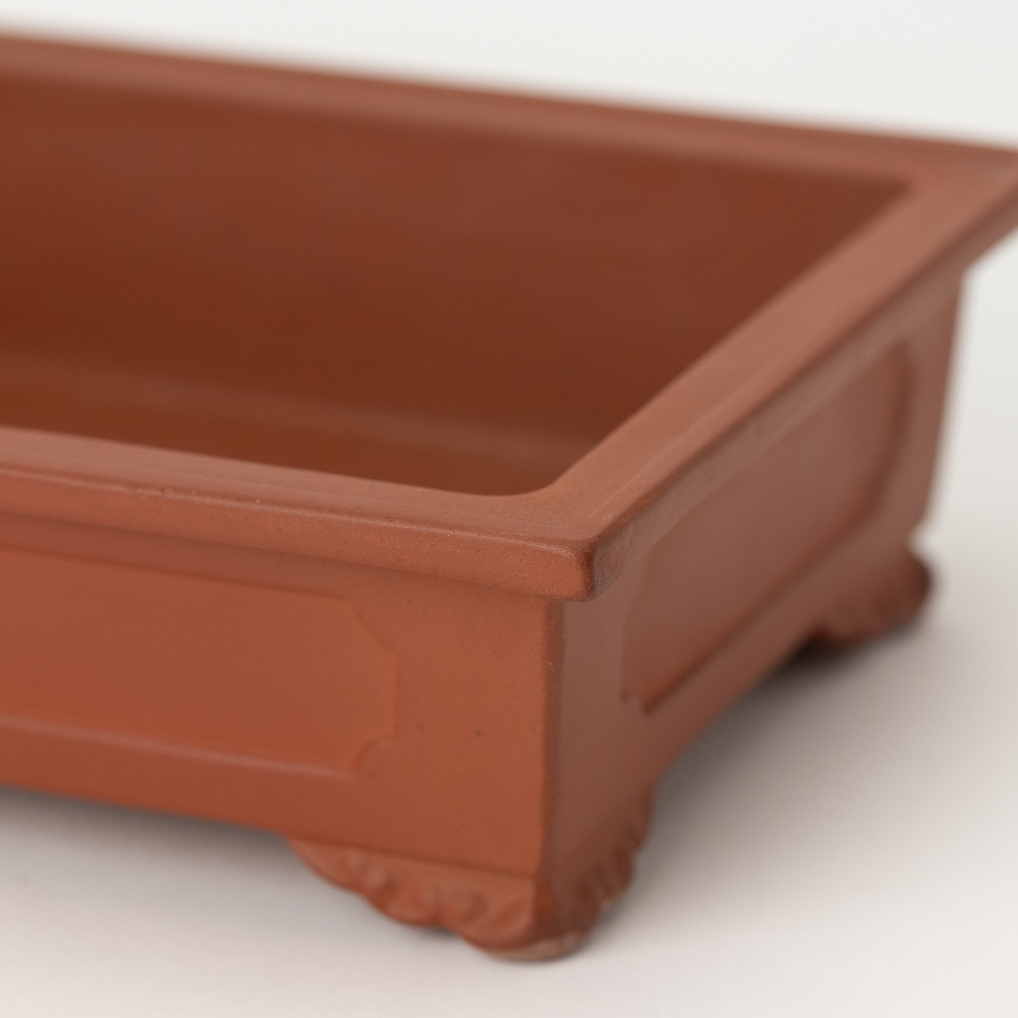 Tousen Tokoname Ware Rectangle Vermilion Japanese Bonsai Pot No.6.5