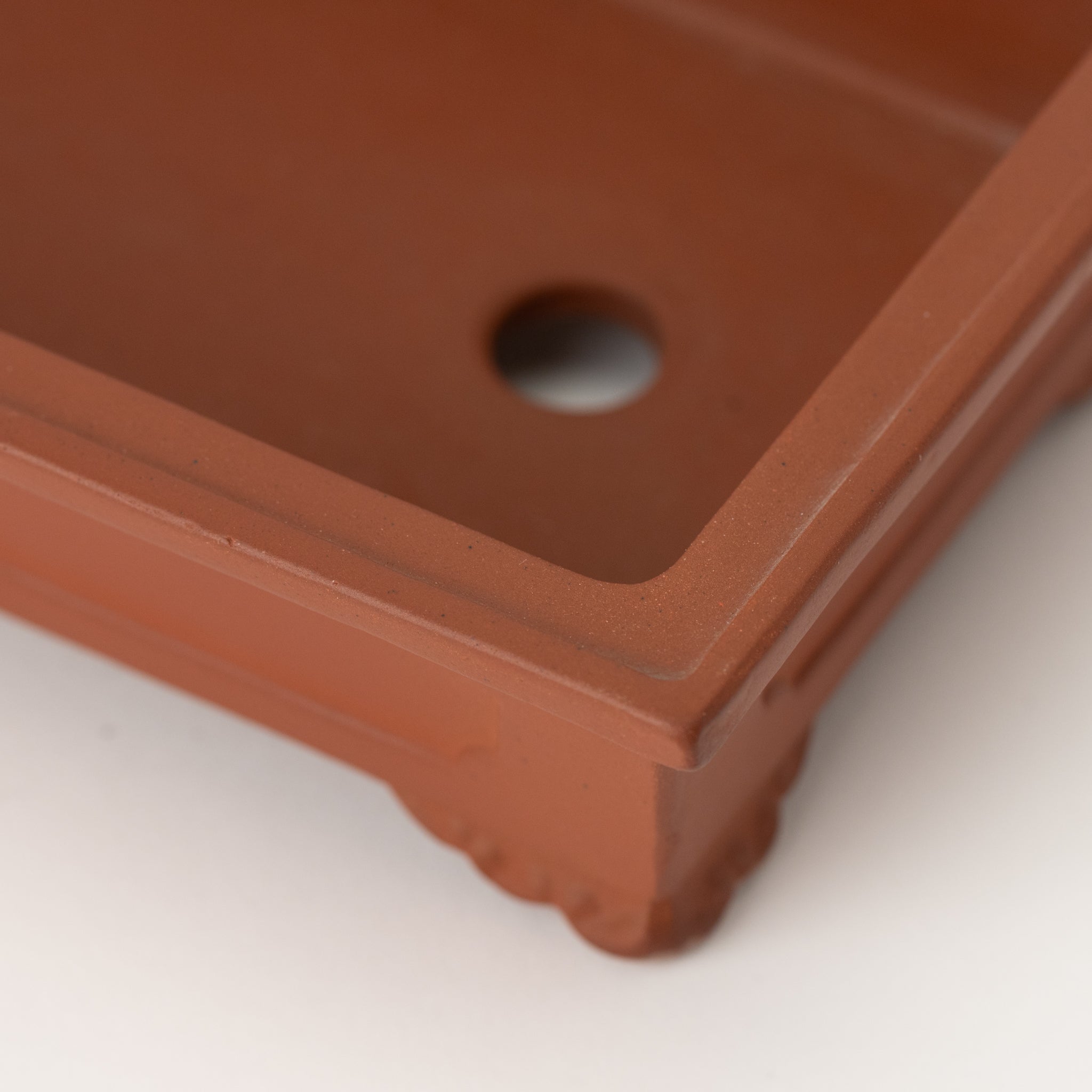 Tousen Tokoname Ware Rectangle Vermilion Japanese Bonsai Pot No.6.5