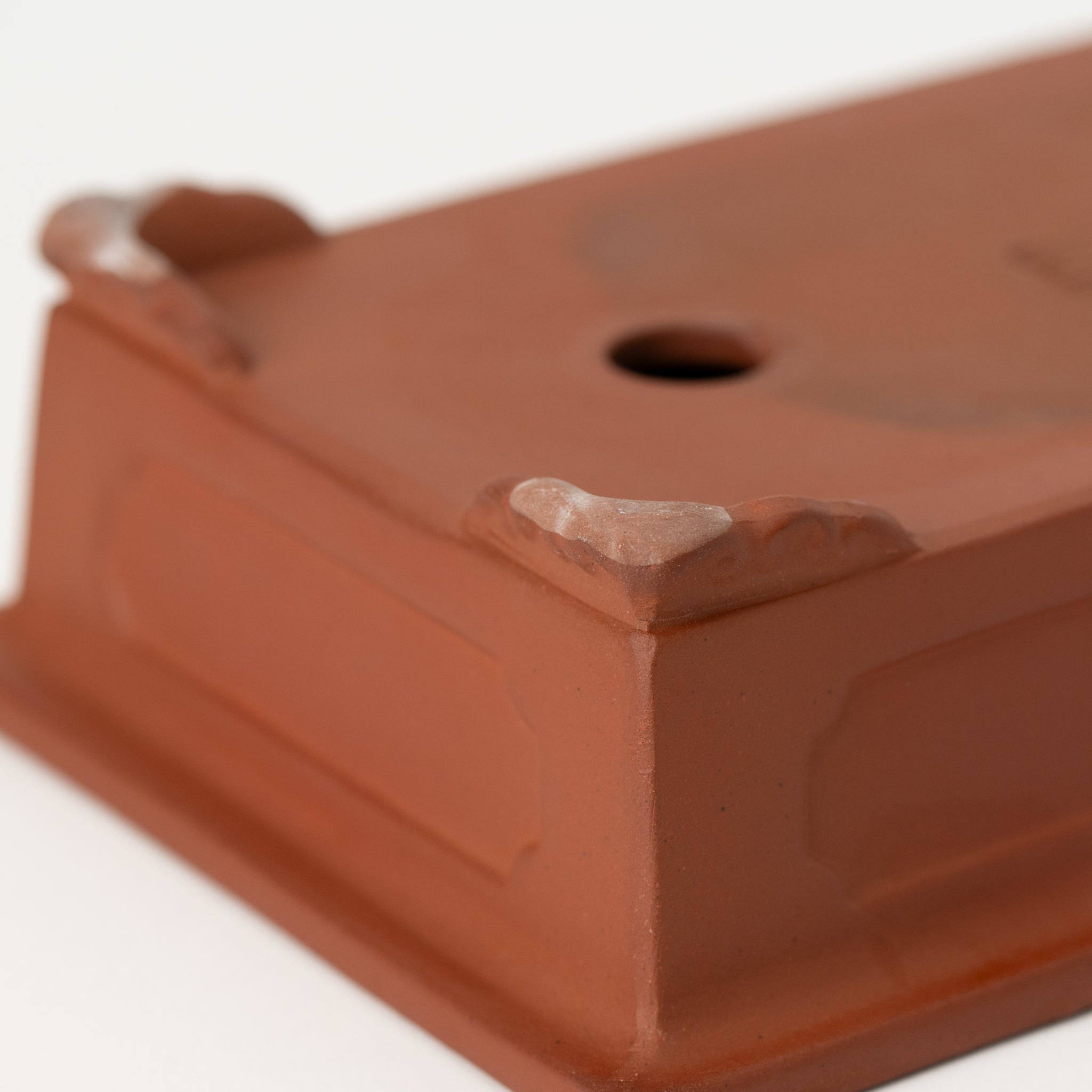 Tousen Tokoname Ware Rectangle Vermilion Japanese Bonsai Pot No.6.5