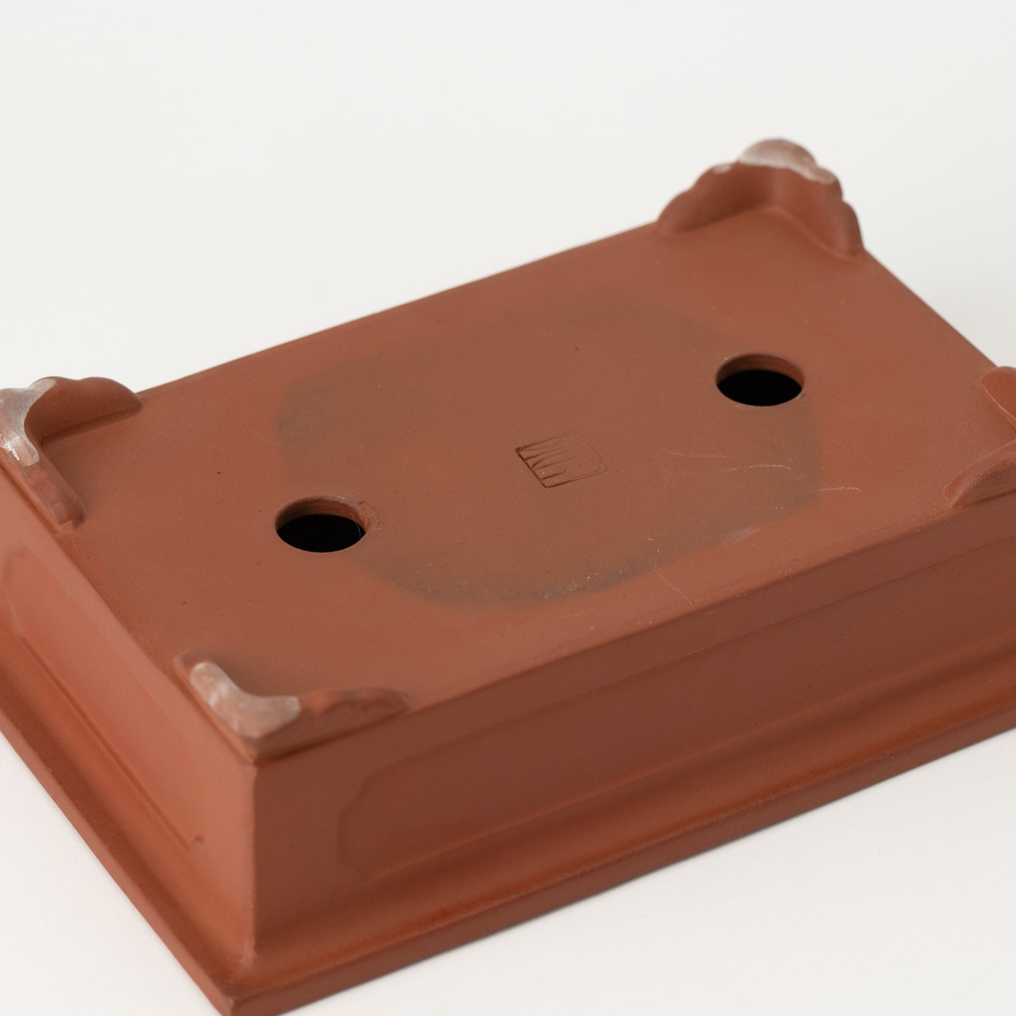 Tousen Tokoname Ware Rectangle Vermilion Japanese Bonsai Pot No.6.5