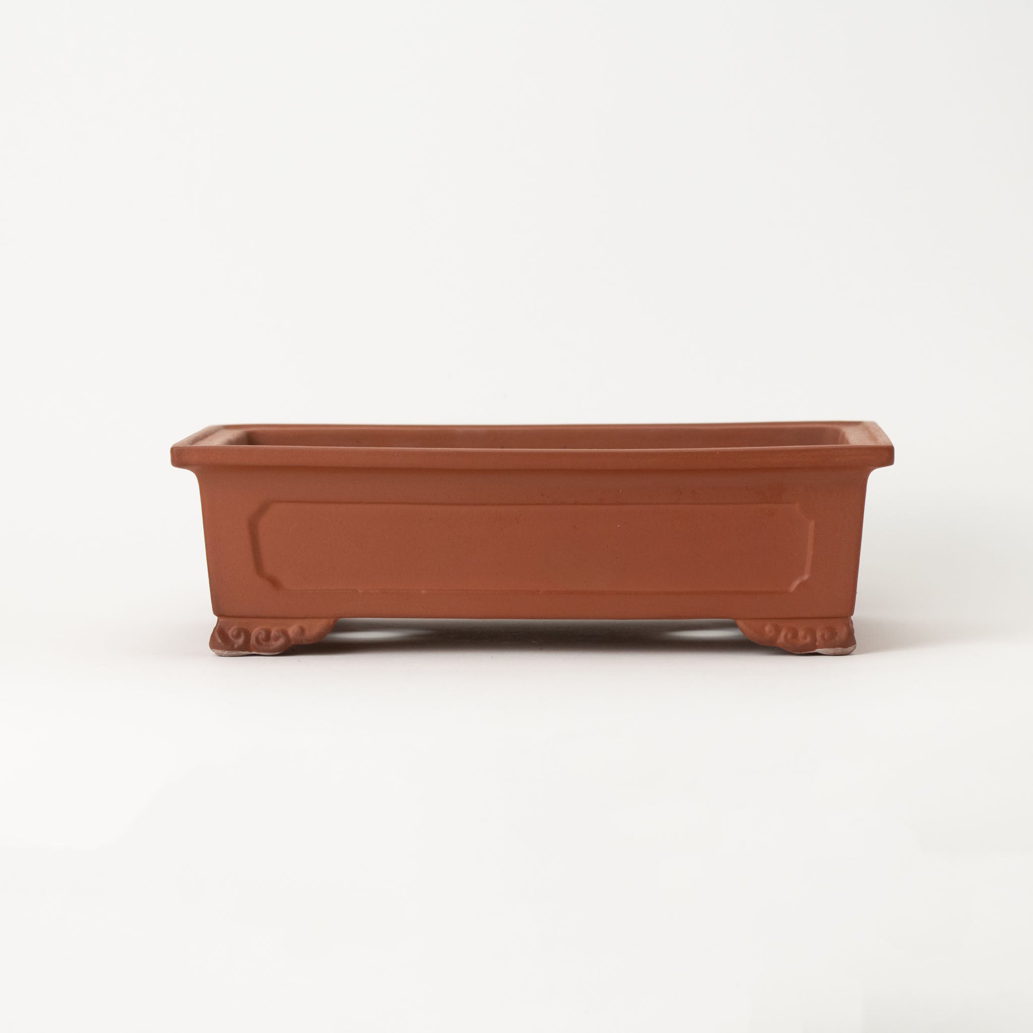 Tousen Tokoname Ware Rectangle Vermilion Japanese Bonsai Pot No.8.5