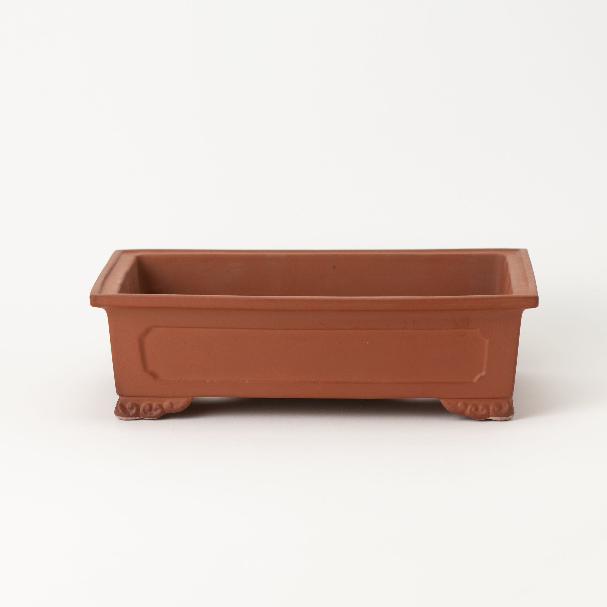 Tousen Tokoname Ware Rectangle Vermilion Japanese Bonsai Pot No.8.5