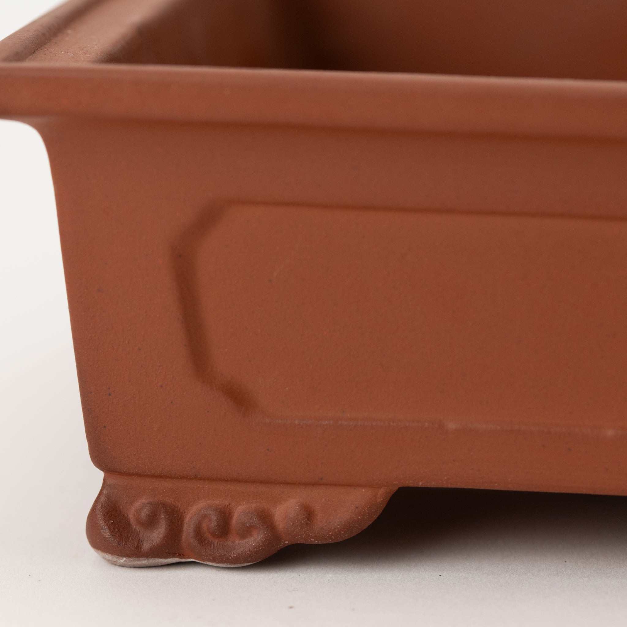 Tousen Tokoname Ware Rectangle Vermilion Japanese Bonsai Pot No.8.5