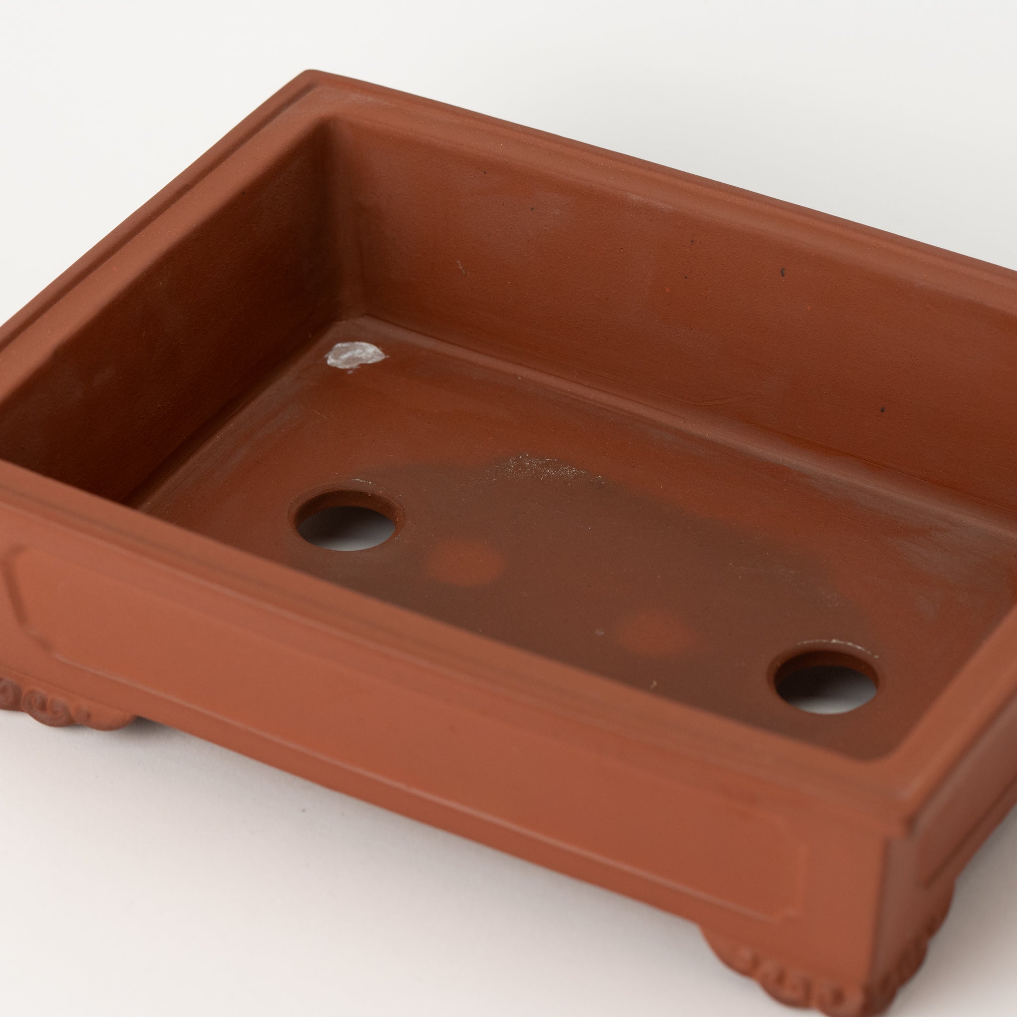 Tousen Tokoname Ware Rectangle Vermilion Japanese Bonsai Pot No.8.5