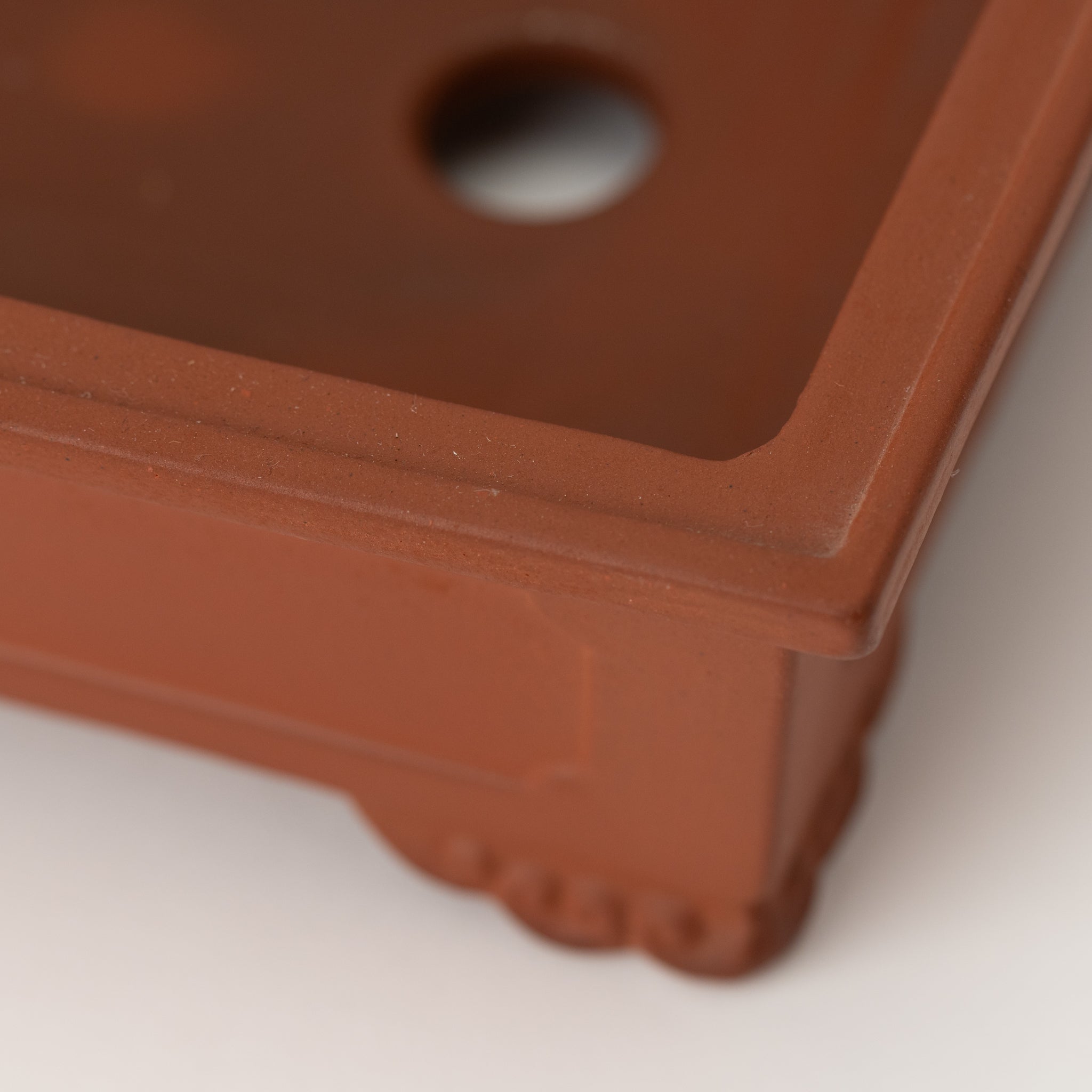 Tousen Tokoname Ware Rectangle Vermilion Japanese Bonsai Pot No.8.5