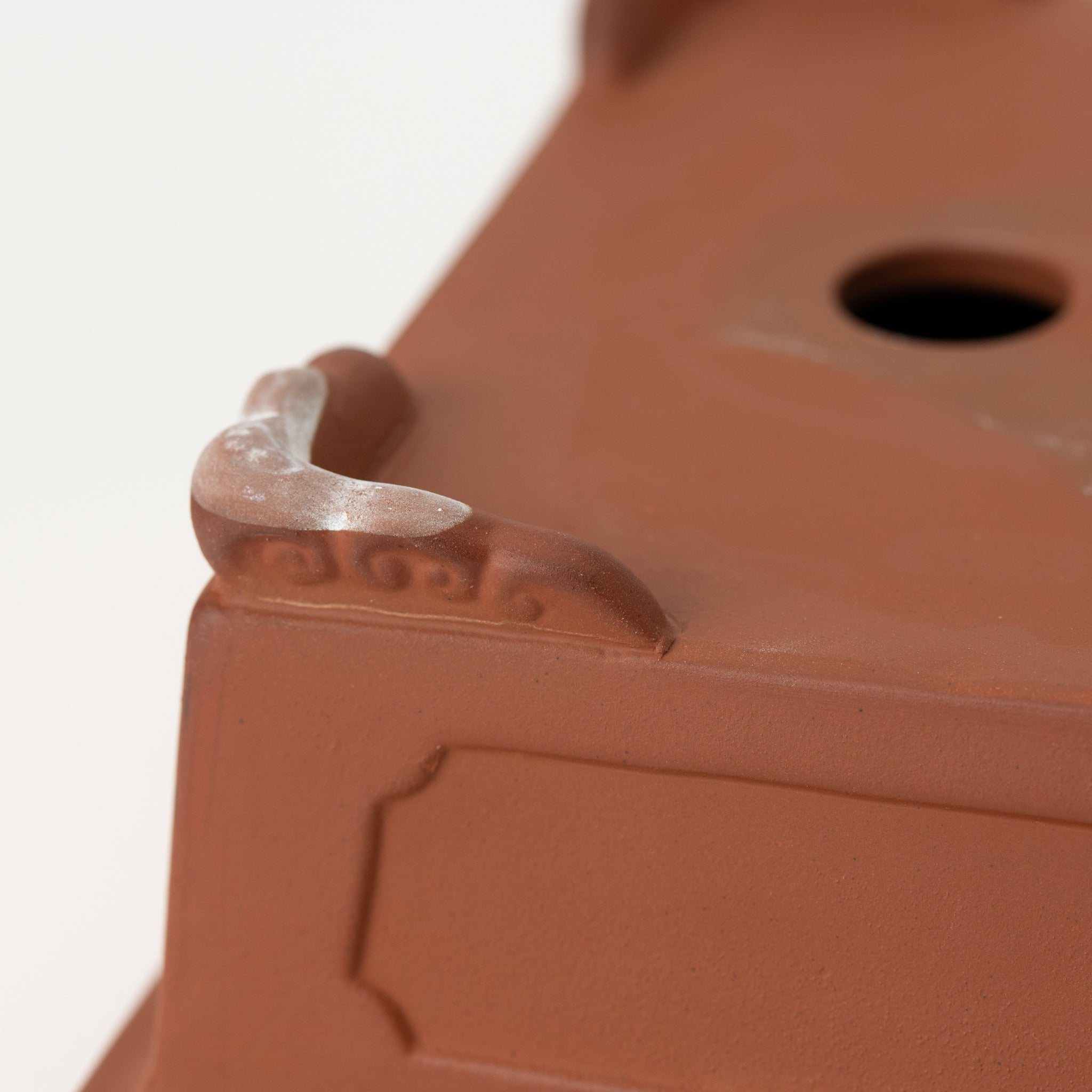 Tousen Tokoname Ware Rectangle Vermilion Japanese Bonsai Pot No.8.5